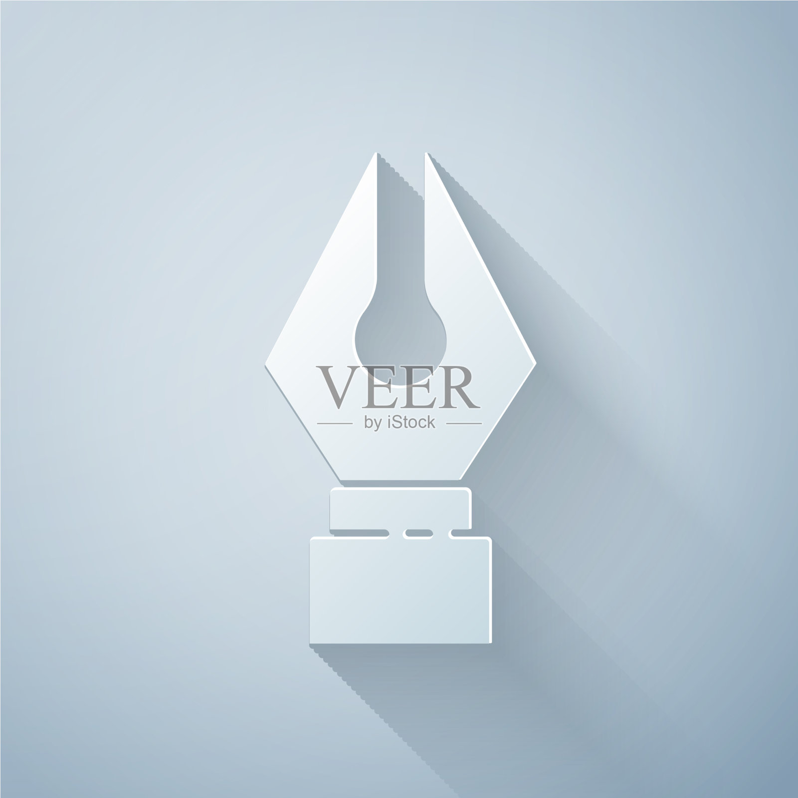 剪纸钢笔笔尖图标孤立在灰色图标素材