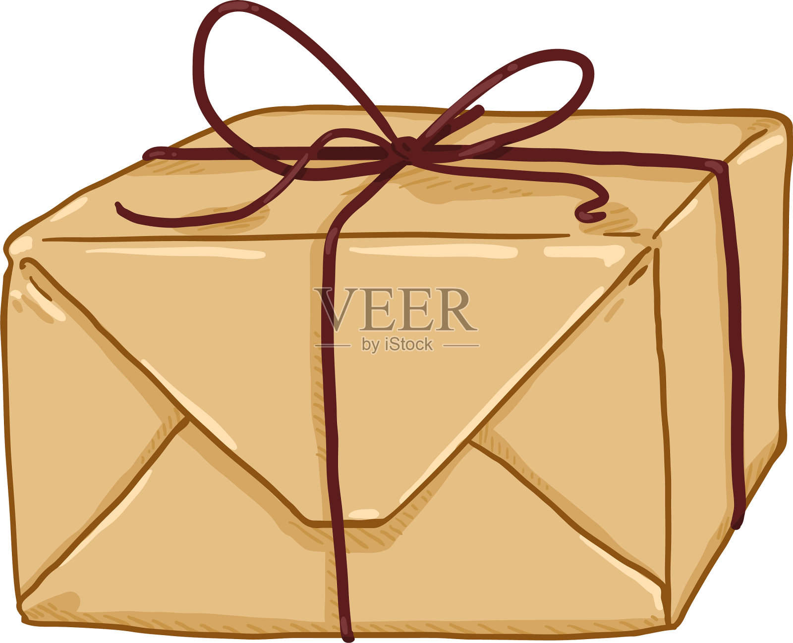 卡通礼盒包装与棕色包装插画图片素材