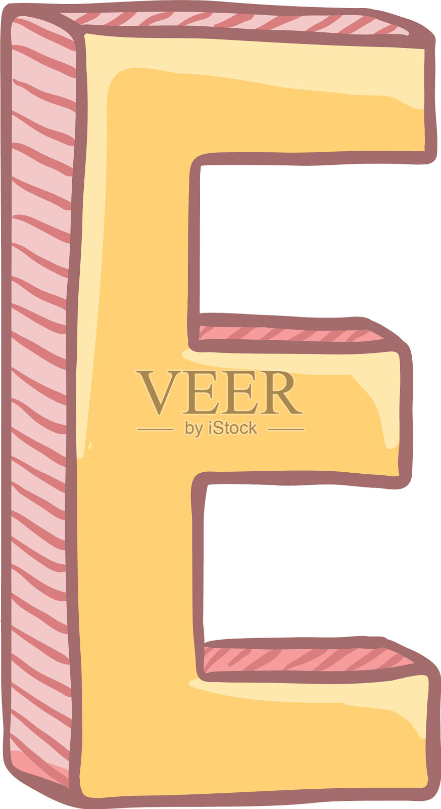 单幅漫画，字母e插画图片素材