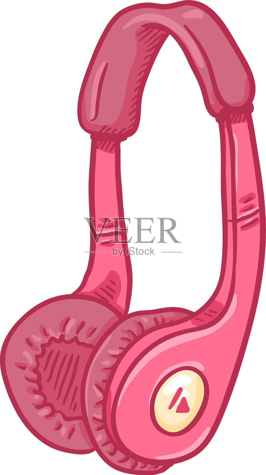 卡通环绕耳机的白色背景插画图片素材