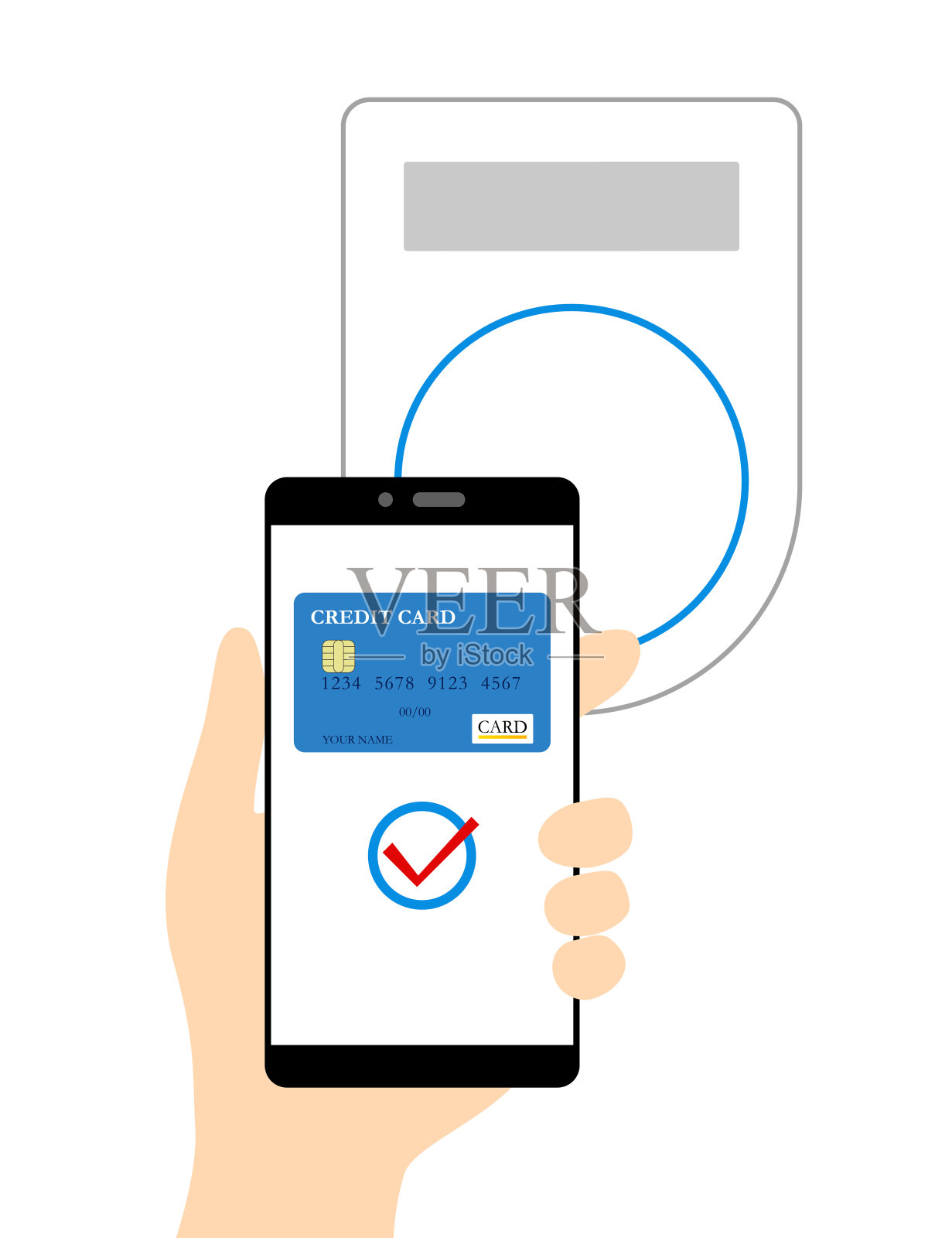 以智能手机付款。矢量图插画图片素材