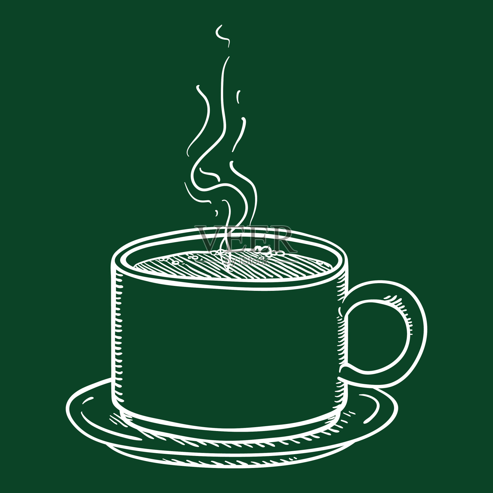 粉笔素描-杯咖啡与蒸汽插画图片素材