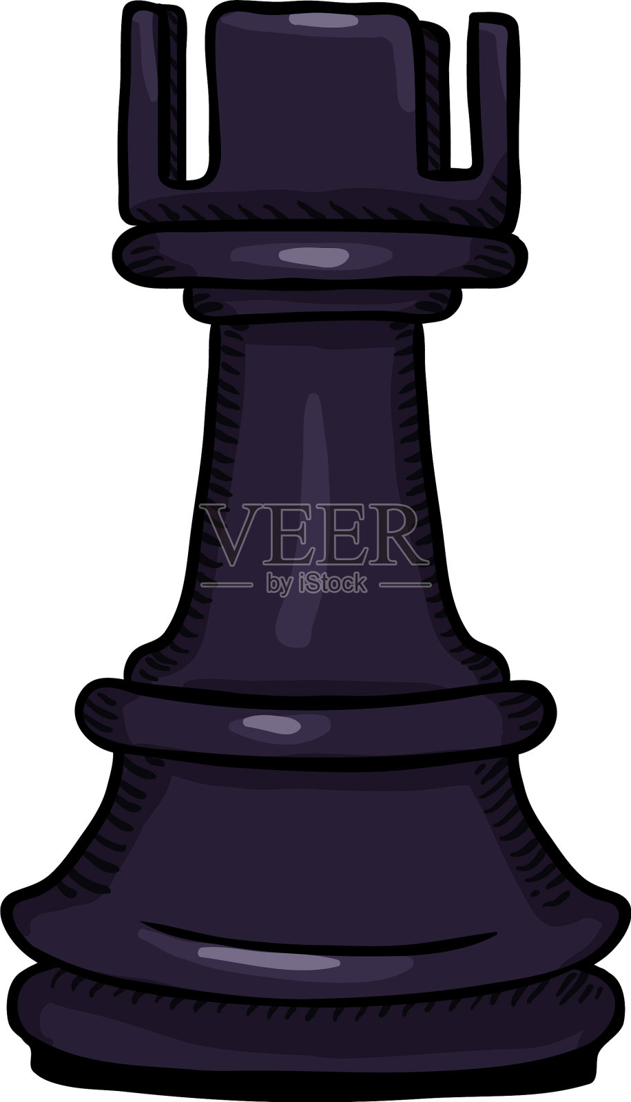 单卡通-黑车象棋人物插画图片素材