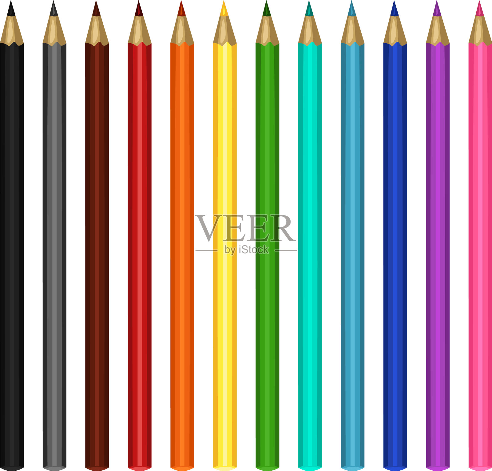 设置多色铅笔图标素材