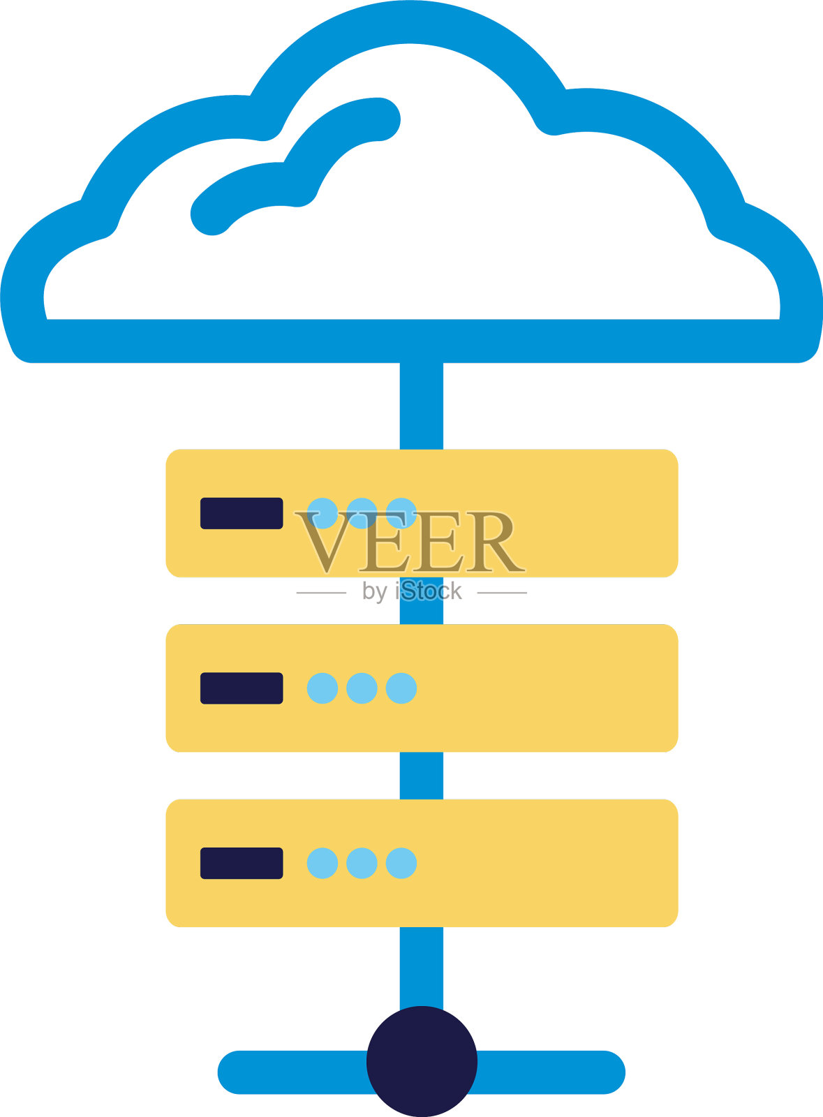 云计算与服务器线性颜色风格设计元素图片