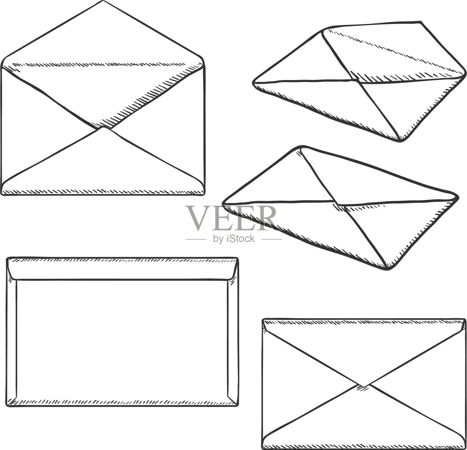 套装邮资速写信封图标素材