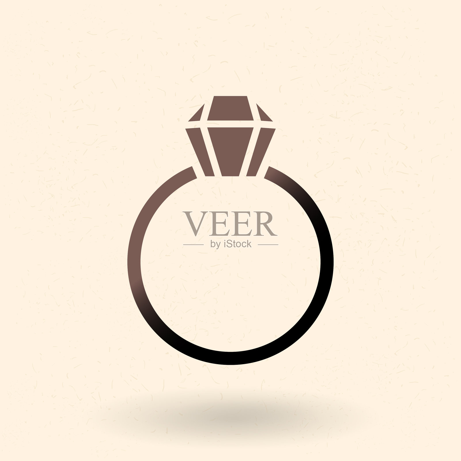 黑色剪影图标-结婚戒指与钻石插画图片素材