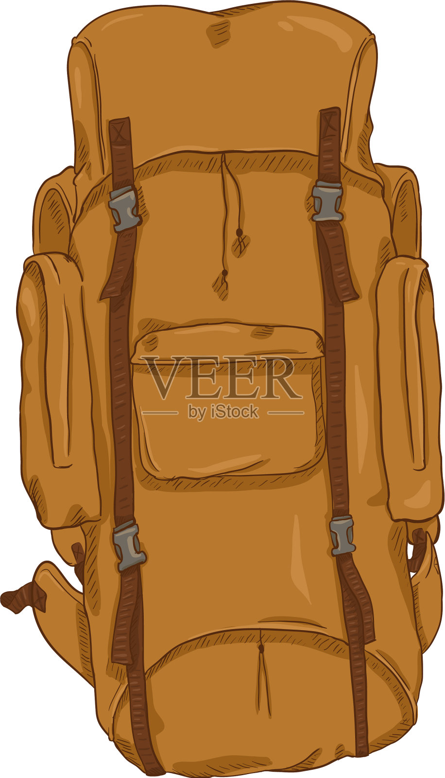 单卡通徒步背包插画图片素材