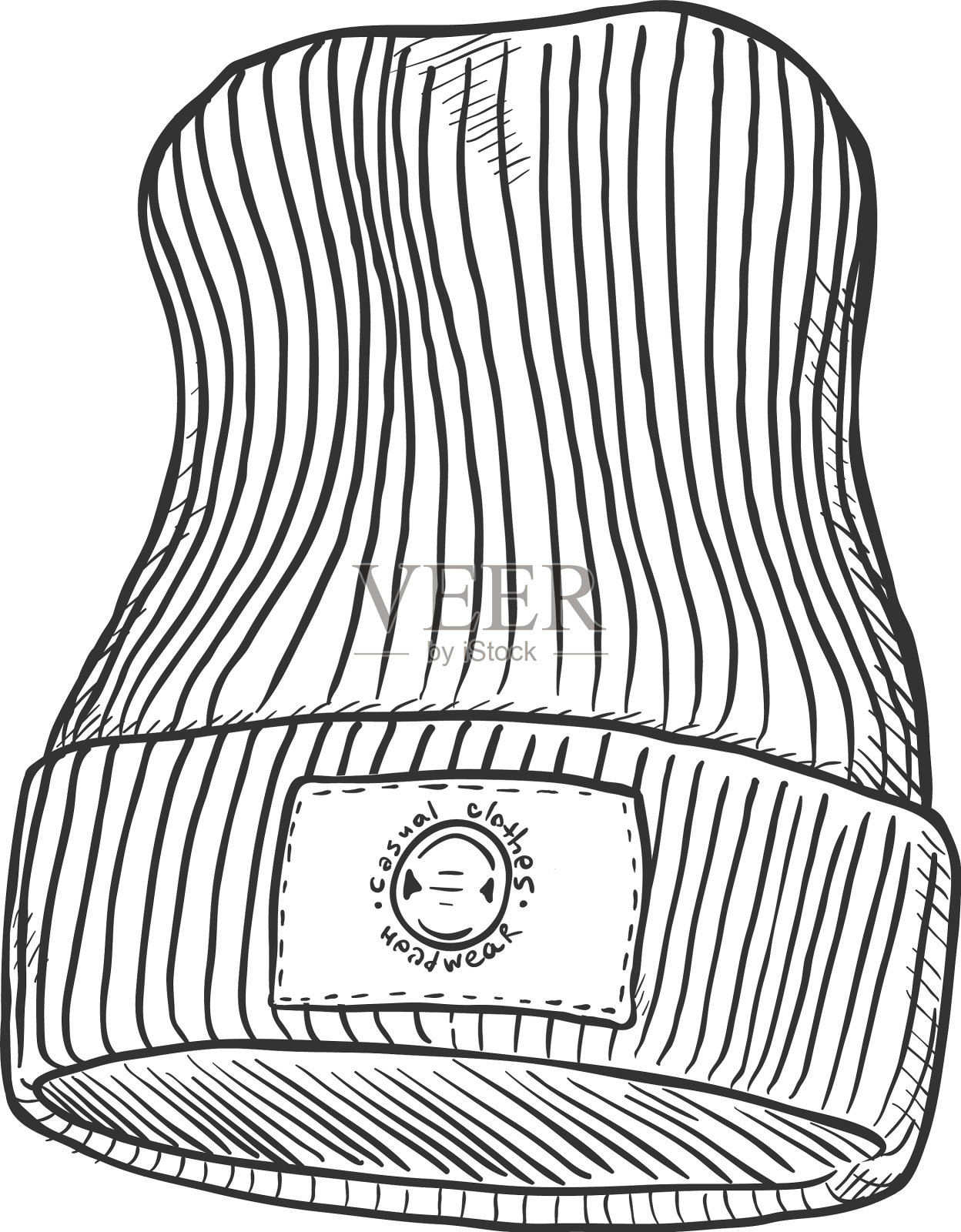 速写针织冬帽与标签插画图片素材