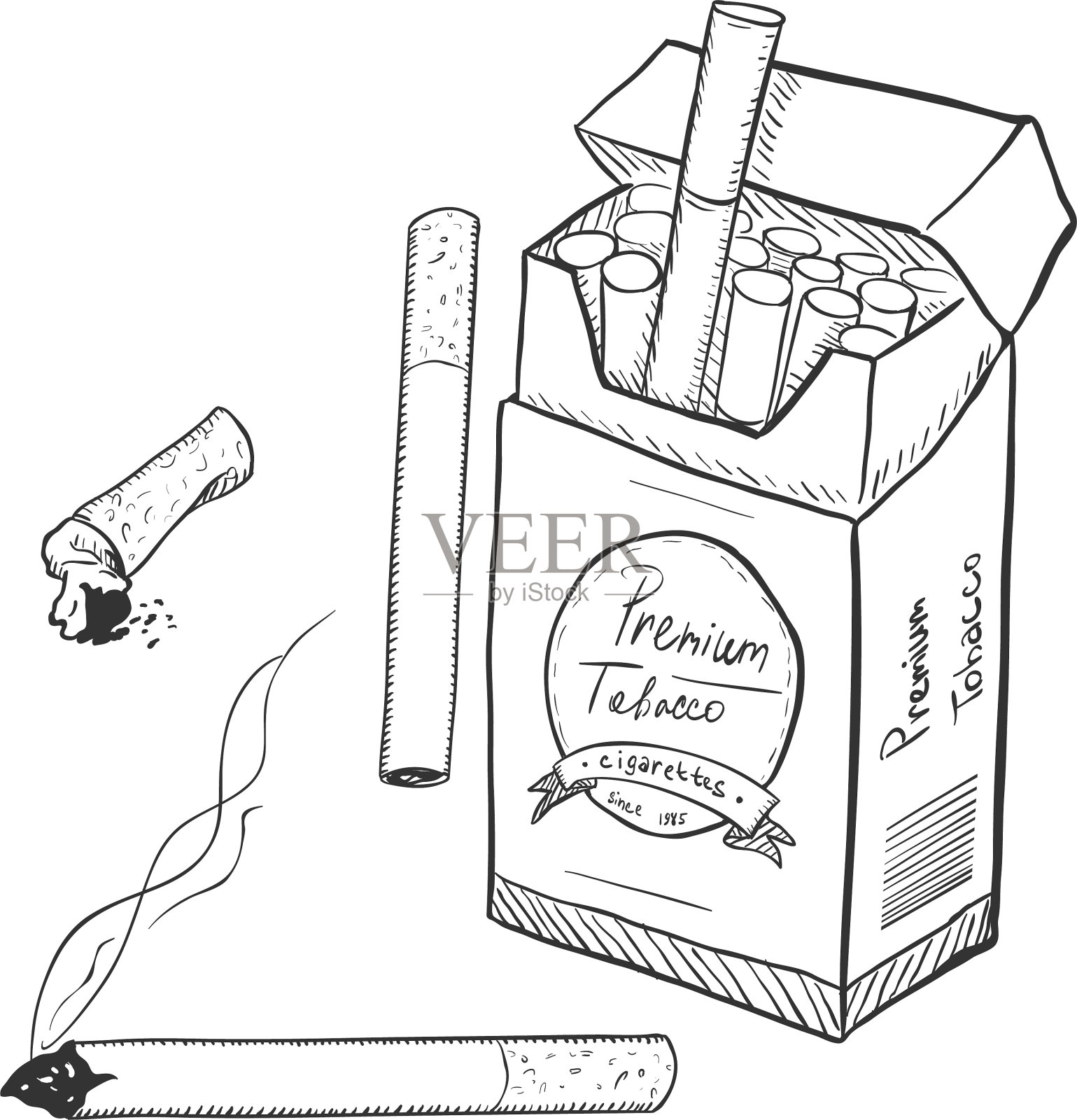 素描集香烟插画图片素材