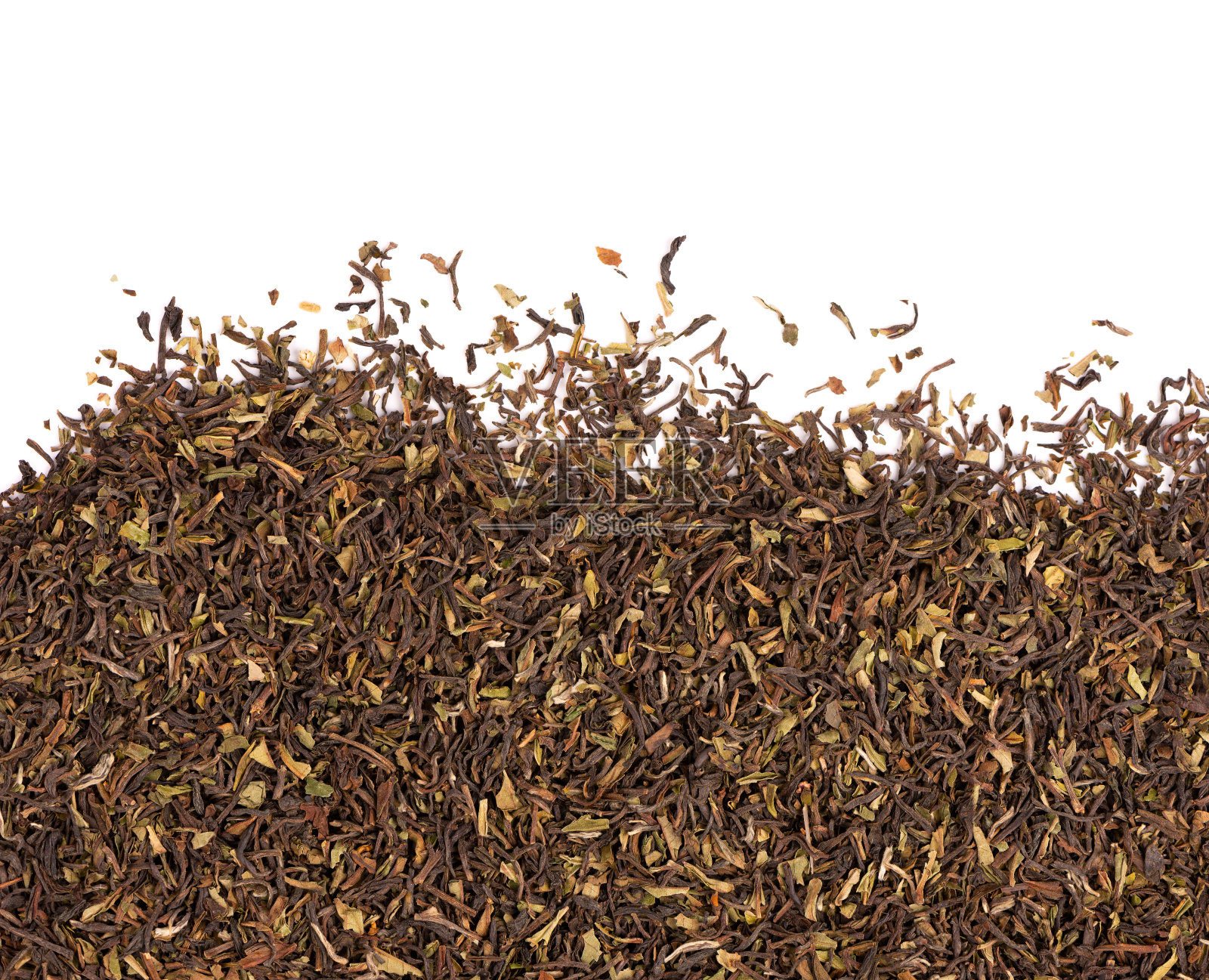 大吉岭红茶，白底孤立。有机茶。前视图。关闭了。照片摄影图片