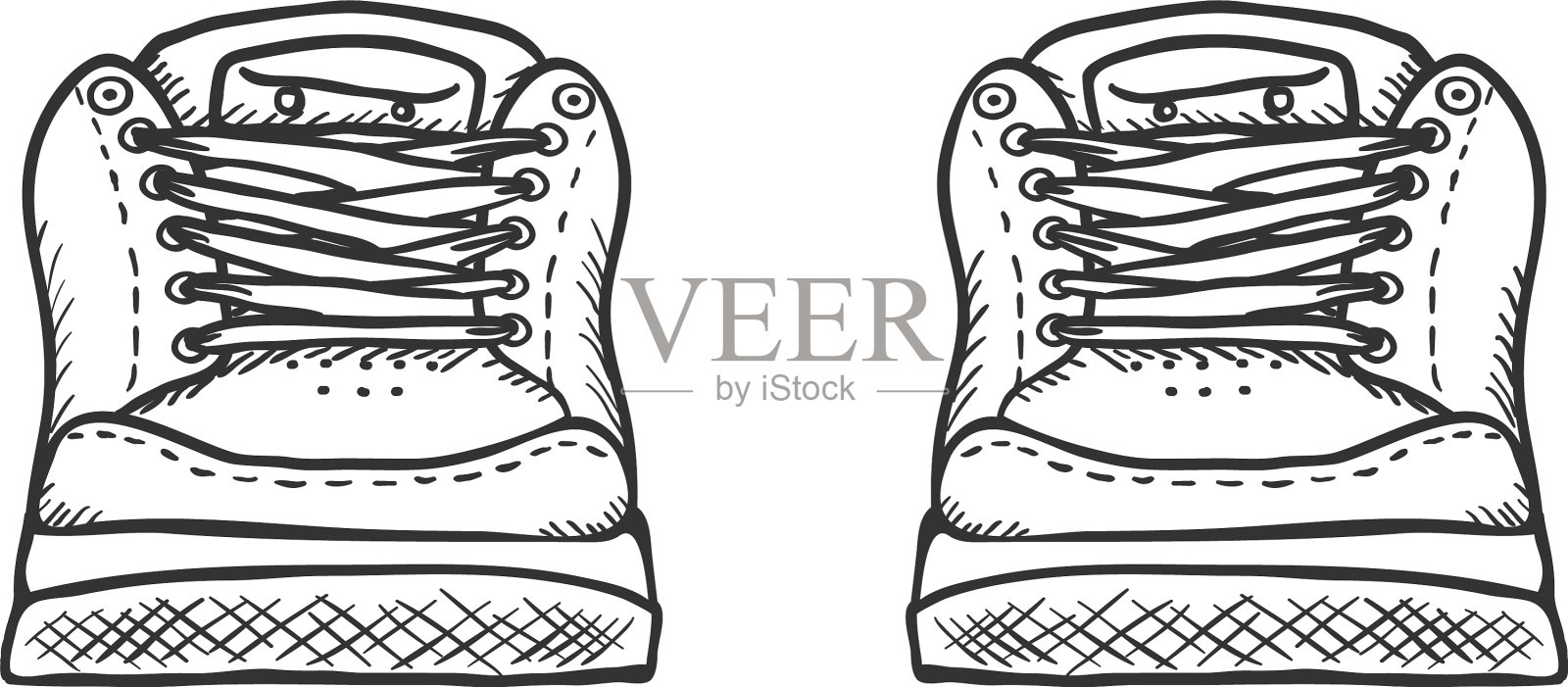 素描-双溜冰鞋正面视图插画图片素材