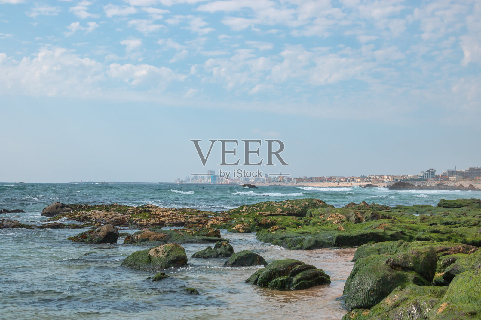 葡萄牙北部令人惊叹的自然海滩，Póvoa de Varzim, Vila do Conde。照片摄影图片