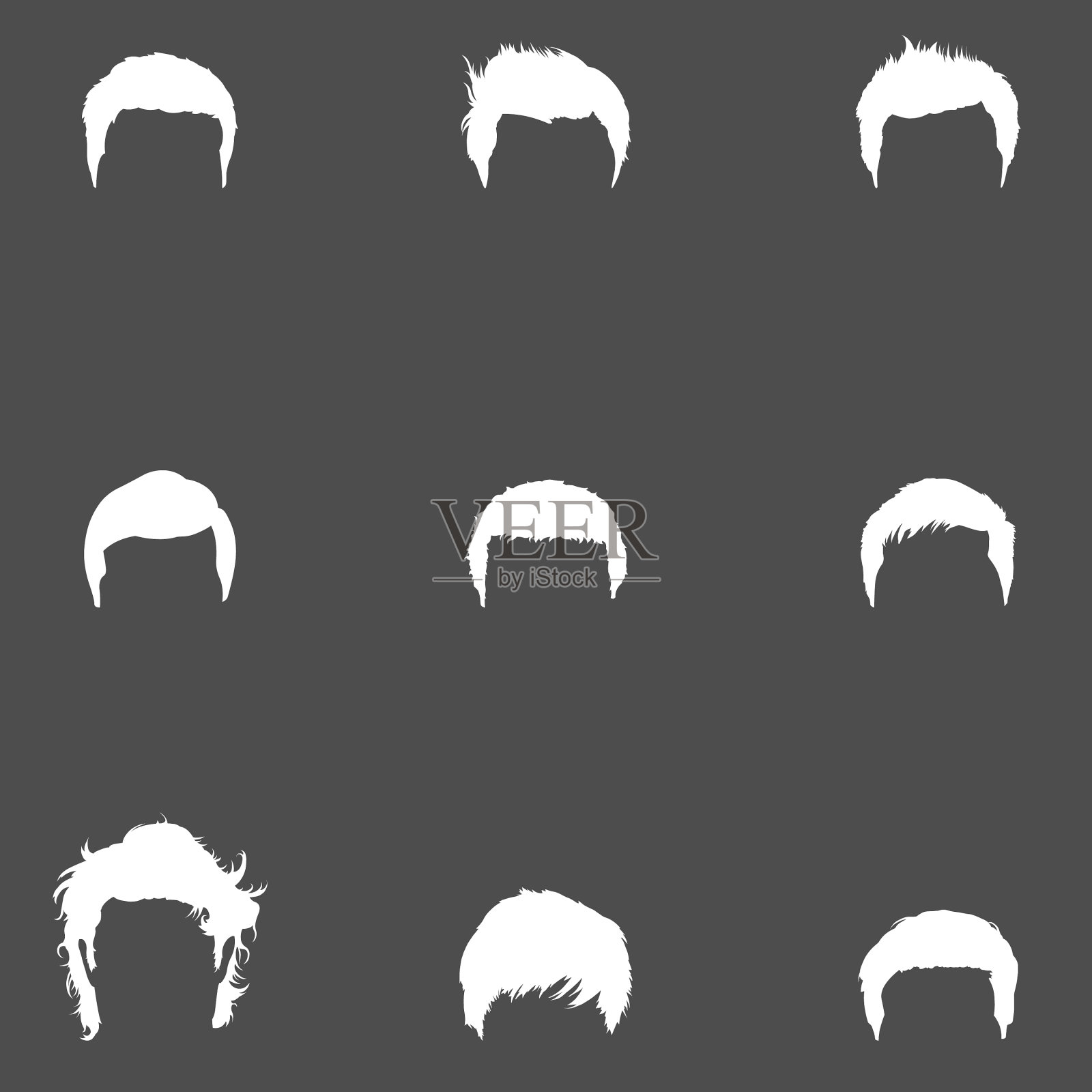 组男性hairdress插画图片素材