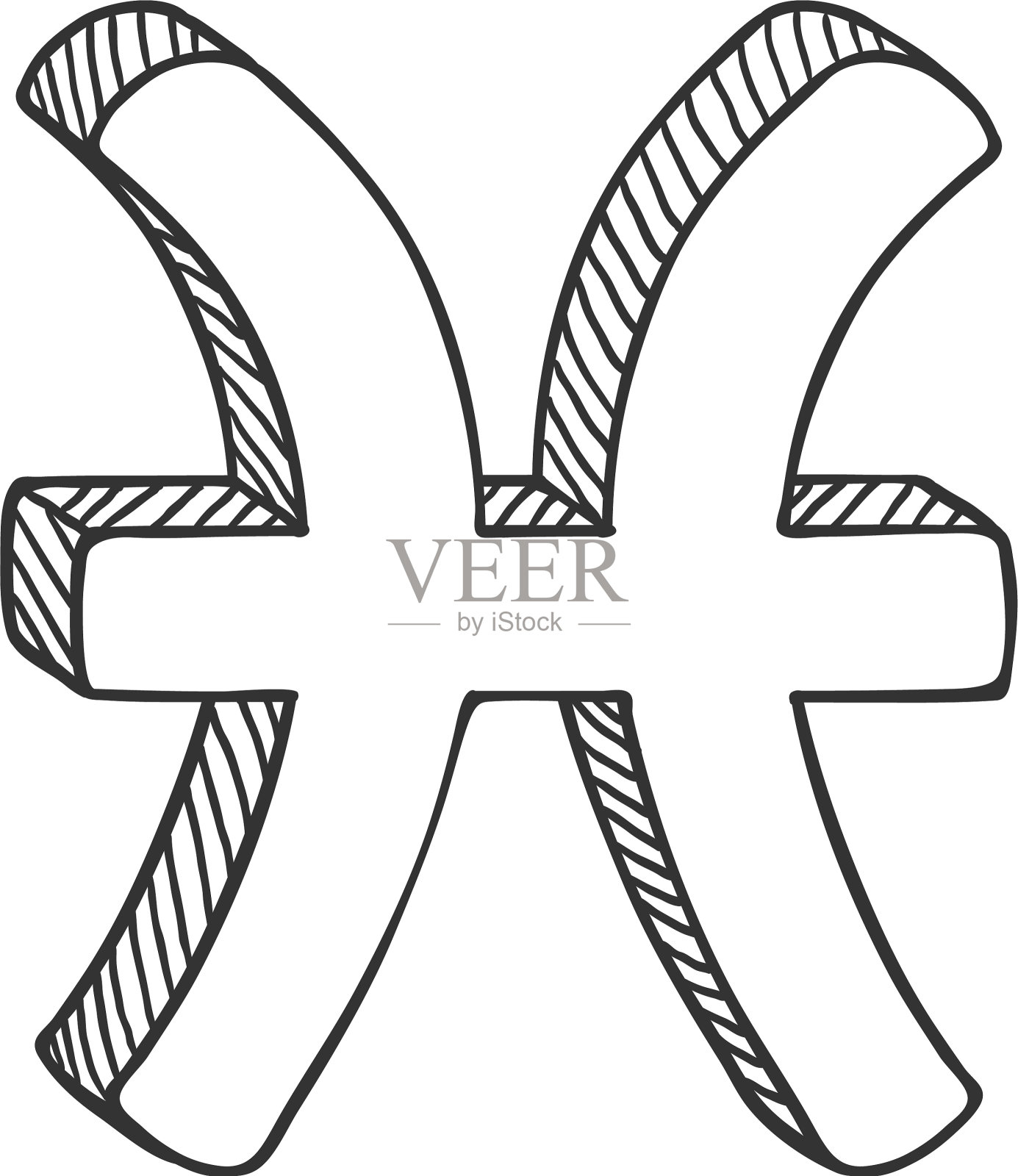 素描星座-双鱼座插画图片素材