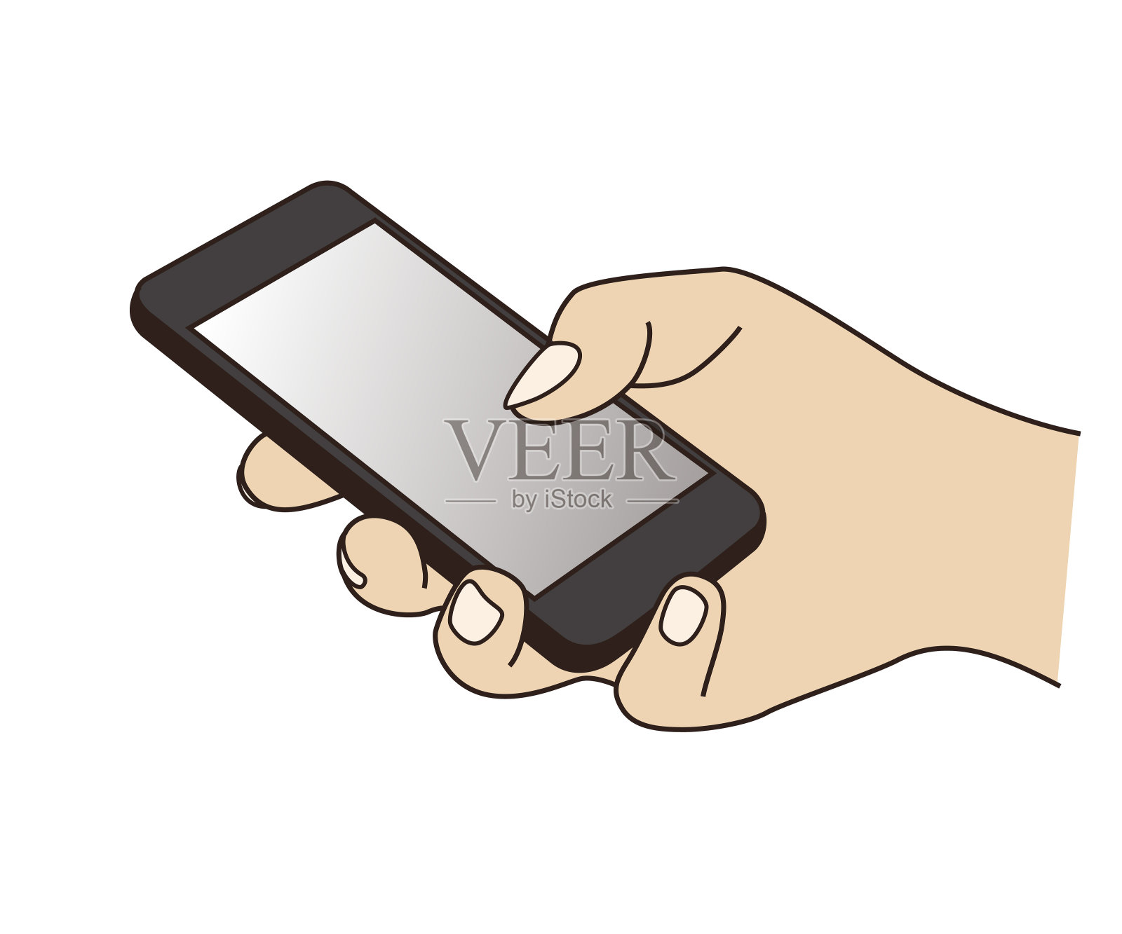 手里拿着并使用手机插画图片素材