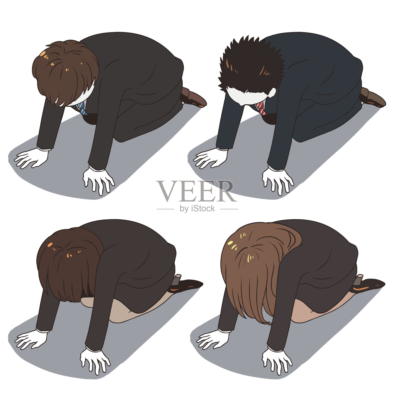 沮丧的办公室职员(带着阴影)设计元素图片