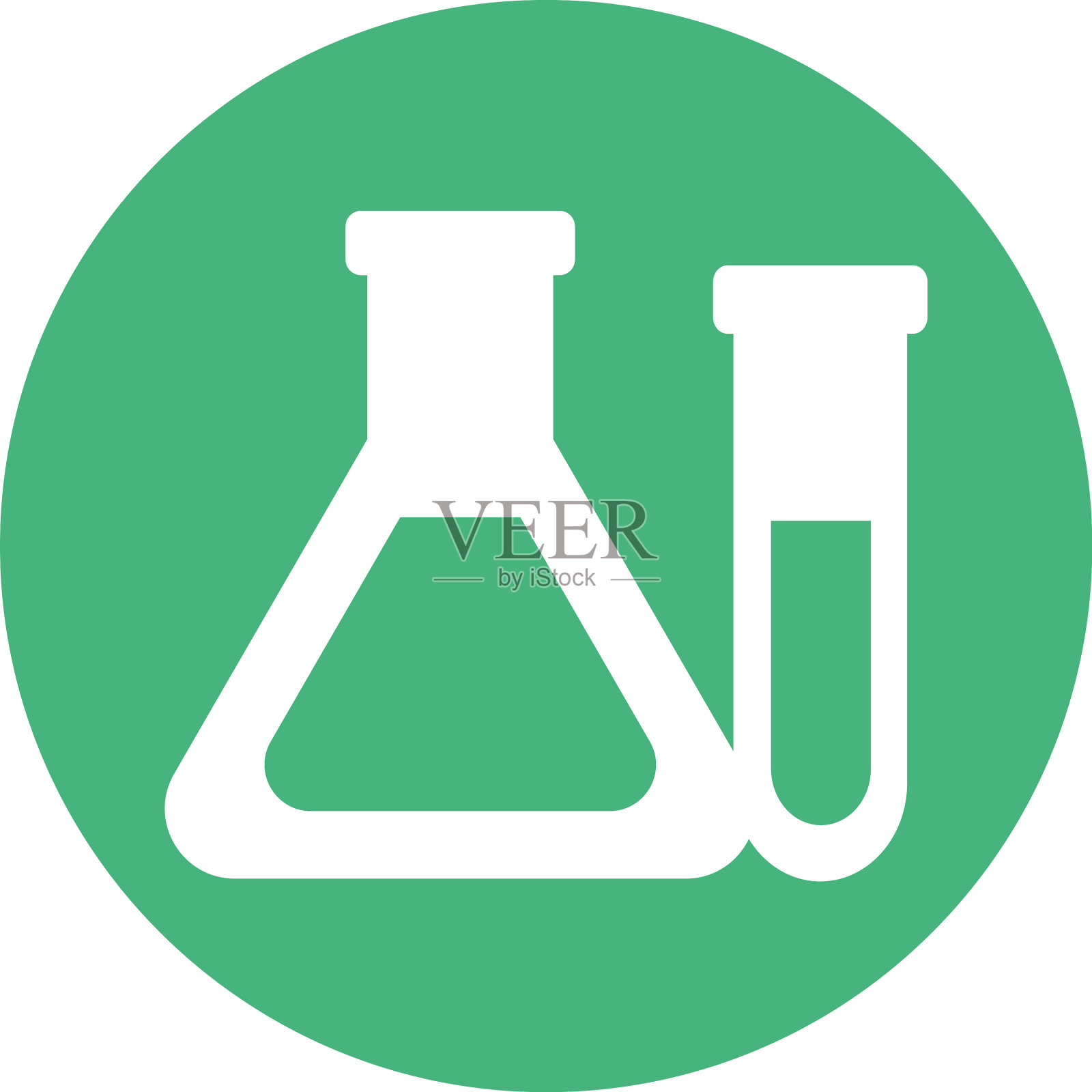 化学实验室试管呈块状和扁平图标素材