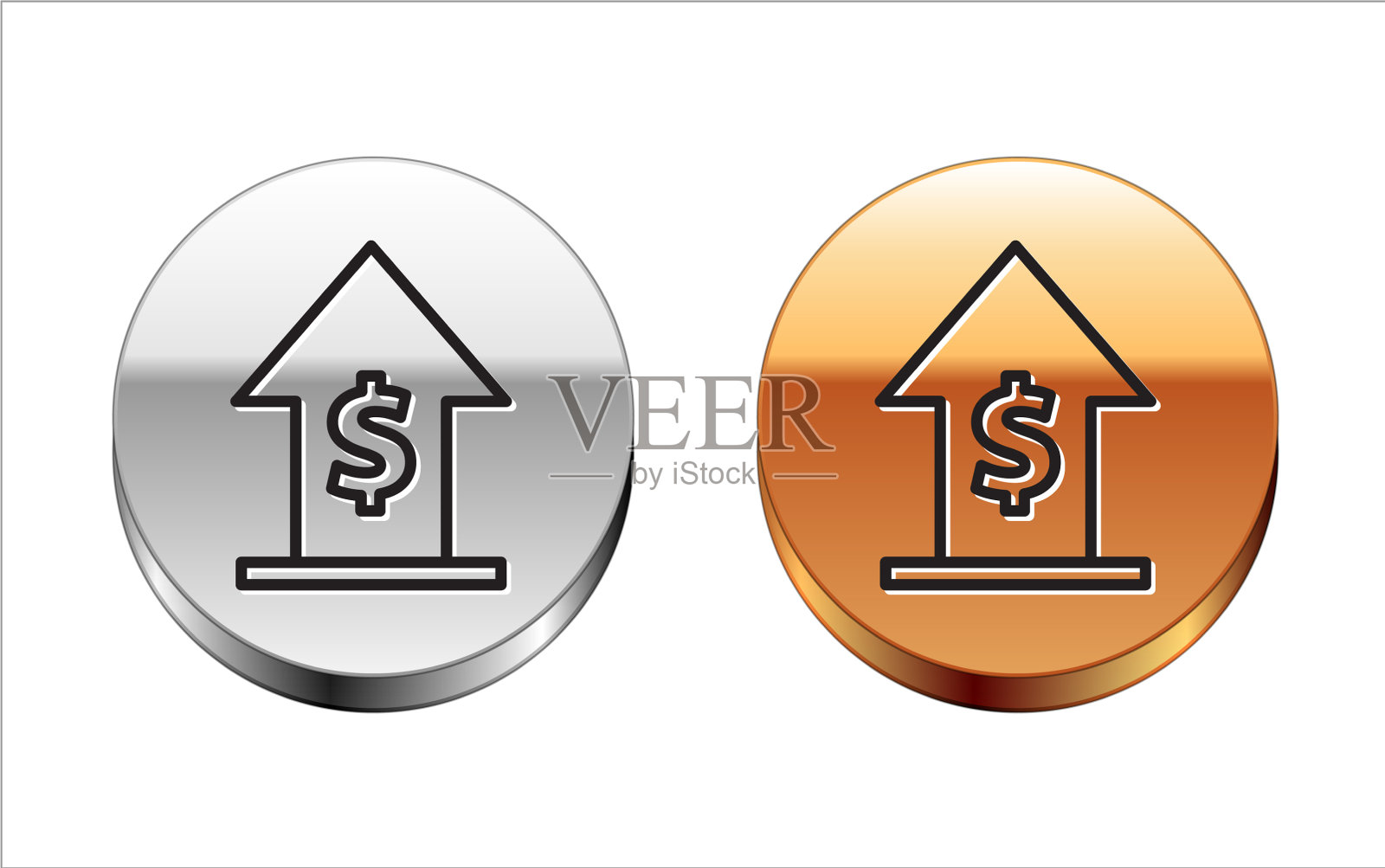 黑线金融增长与硬币图标隔离图标素材