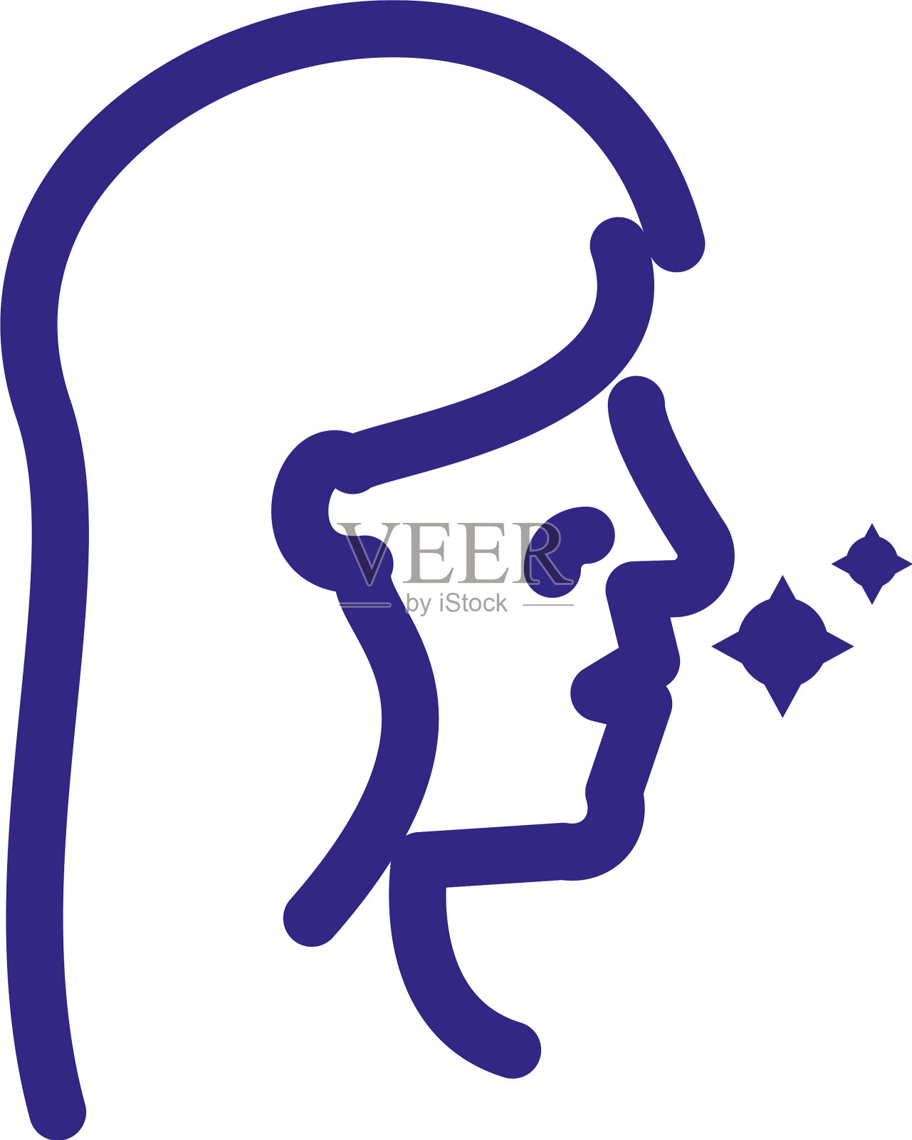 女人咳嗽图标粗线条风格设计元素图片