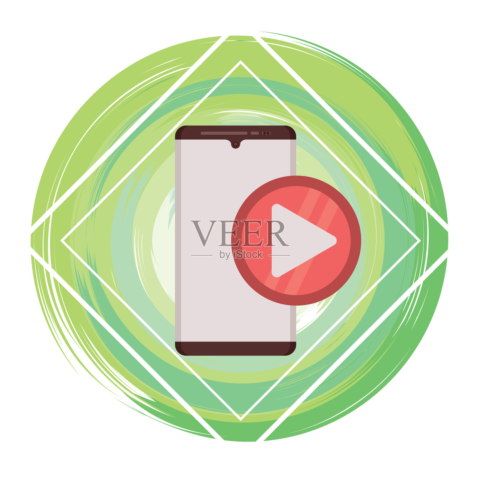 智能手机与播放按钮媒体播放器插画图片素材