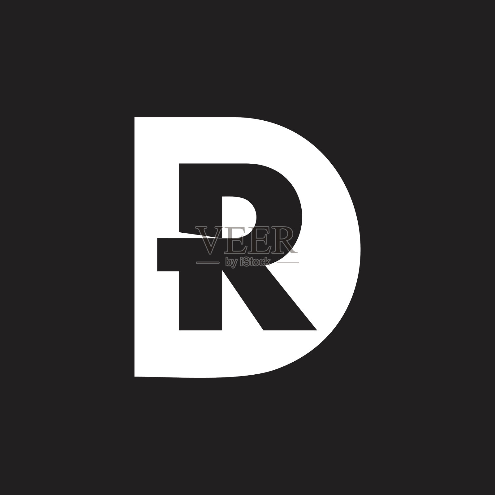 字母博士简单几何负空间标志插画图片素材