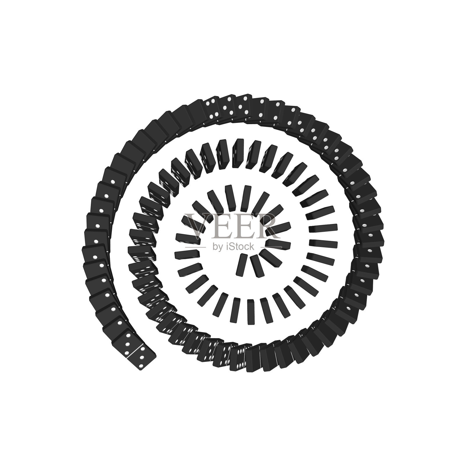 螺旋下降的多米诺骨牌孤立在白色设计元素图片