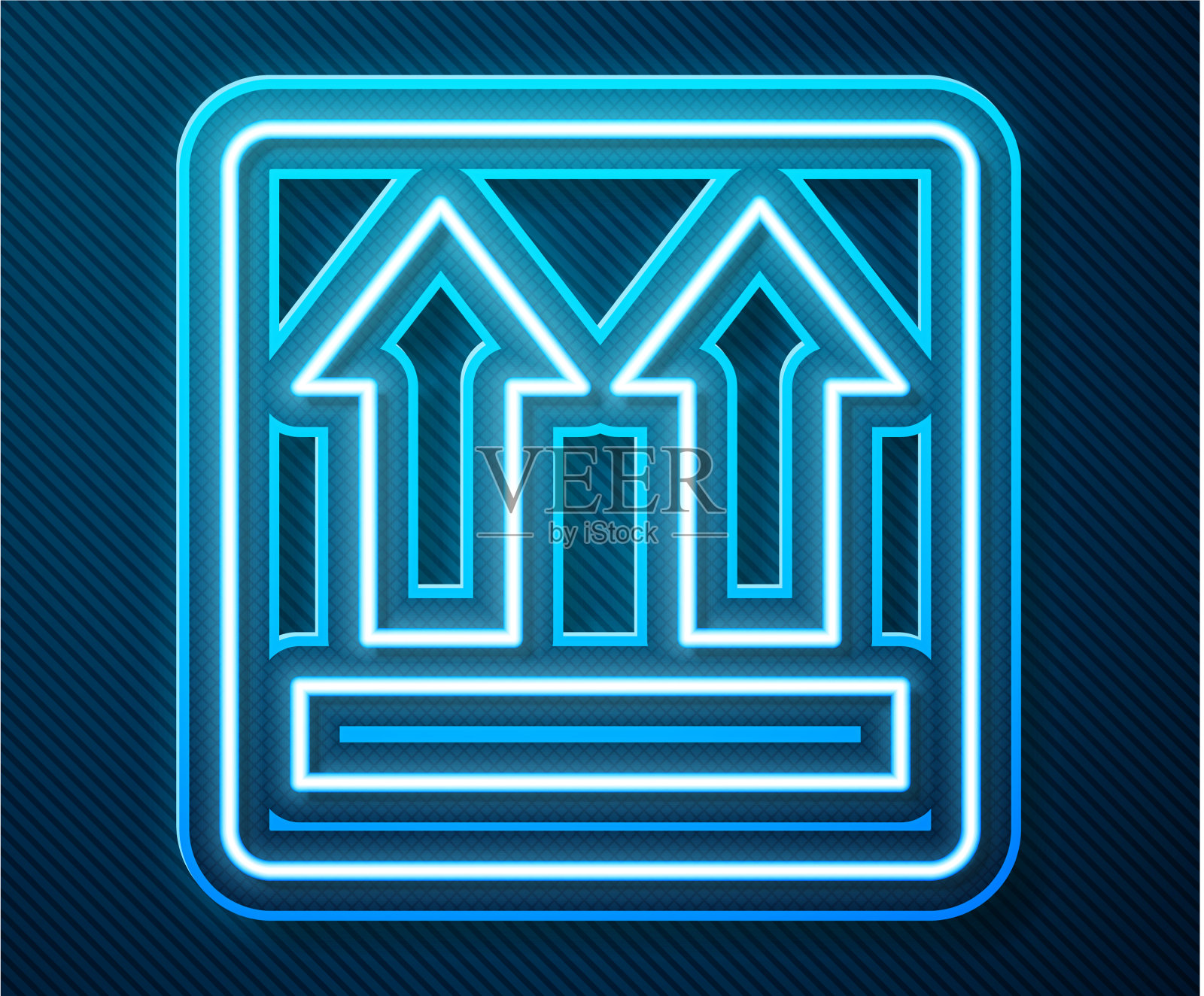 发光的霓虹线这面向上的图标孤立上图标素材