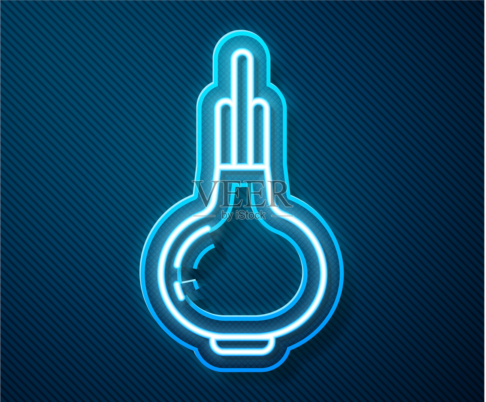 发光的霓虹灯线洋葱图标孤立在蓝色插画图片素材