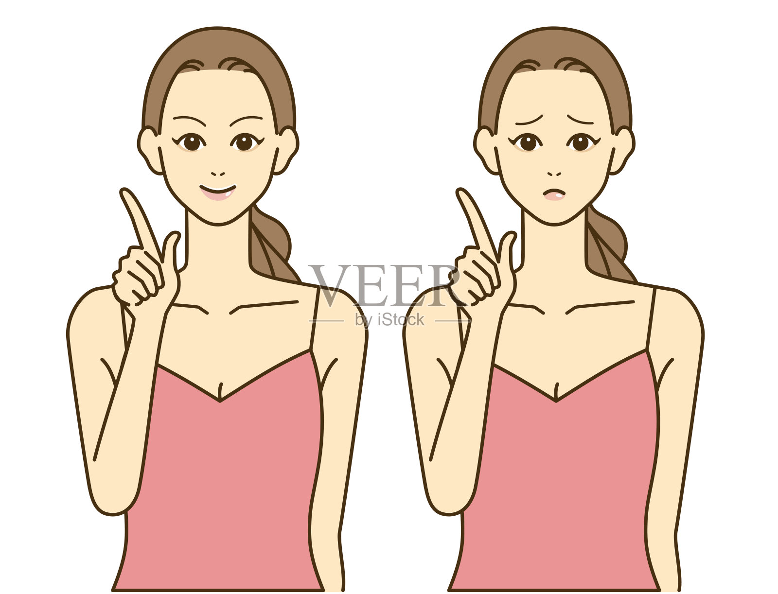 做皮肤护理的女人。可爱的女人。简单的说明。插画图片素材