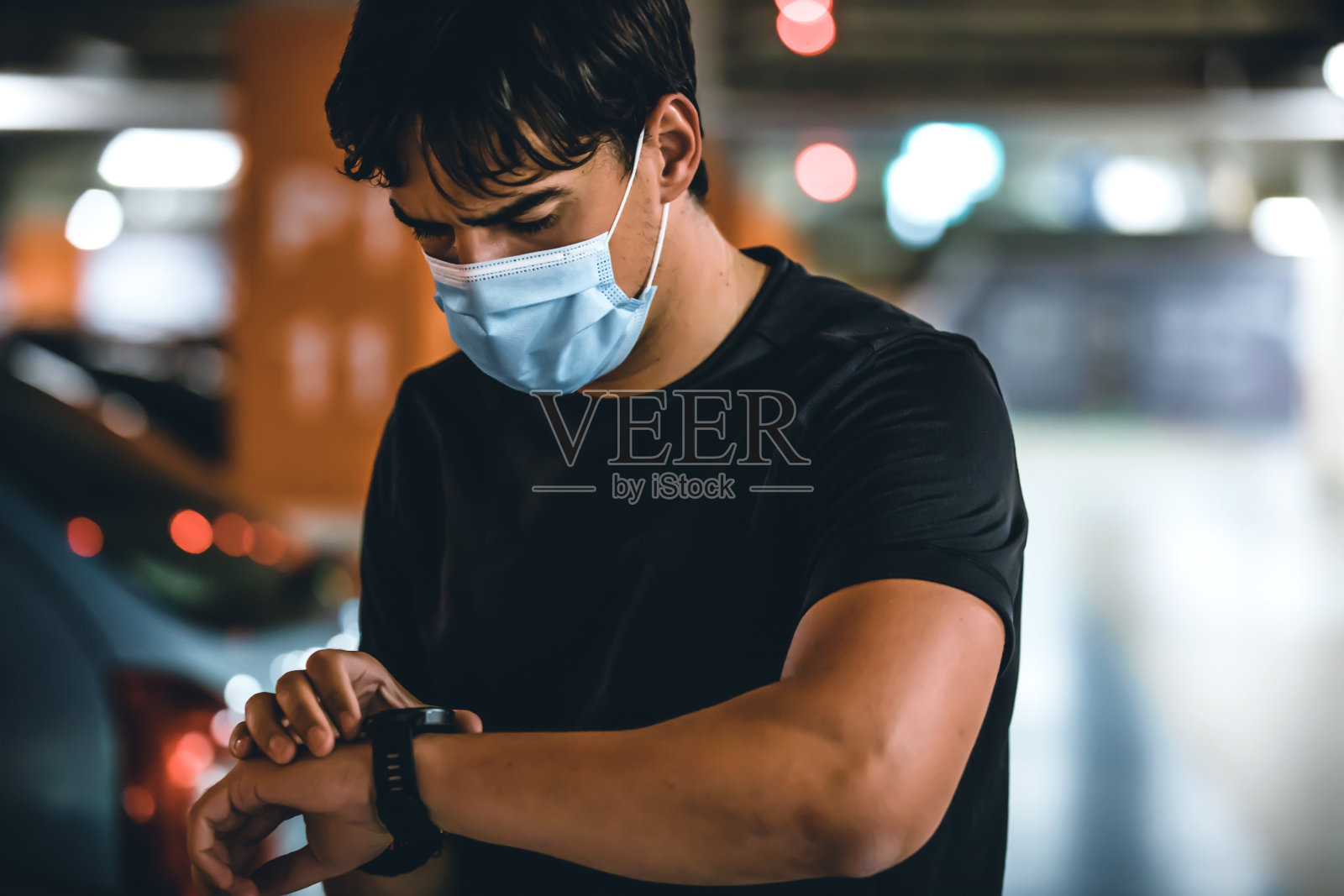 使用智能手表跑步照片摄影图片