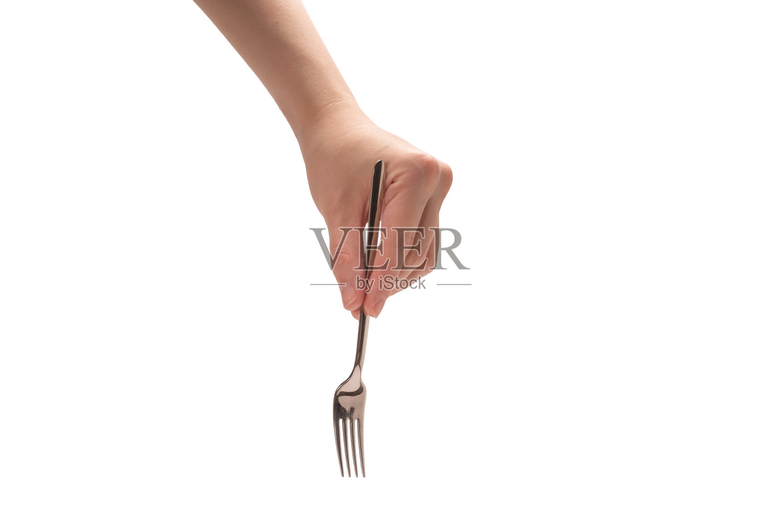 叉在女人手上孤立在白色。照片摄影图片