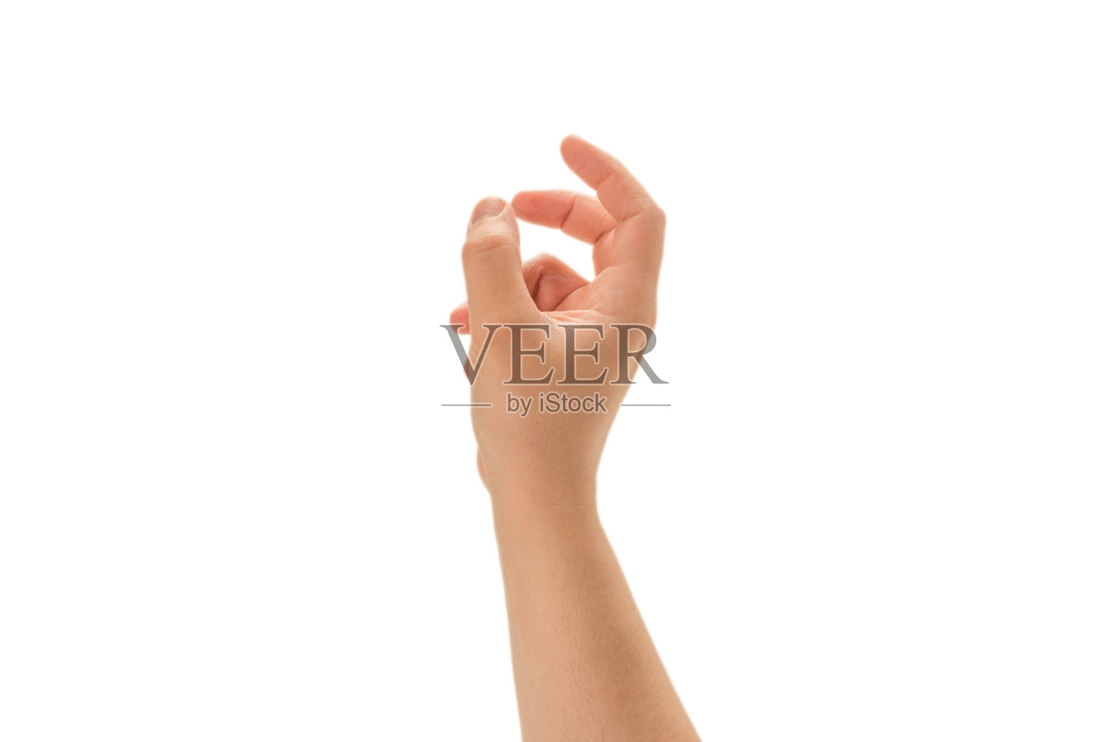 男性手孤立于白色。照片摄影图片