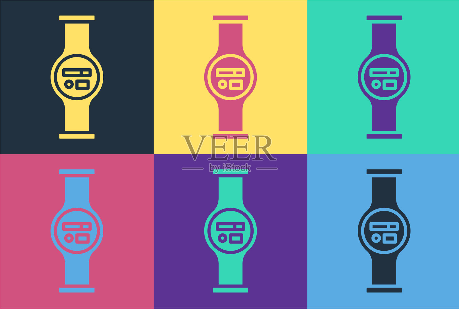 波普艺术水表与管道图标隔离插画图片素材