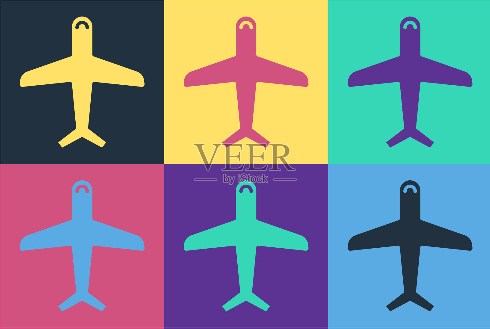 波普艺术平面图标孤立的颜色背景插画图片素材