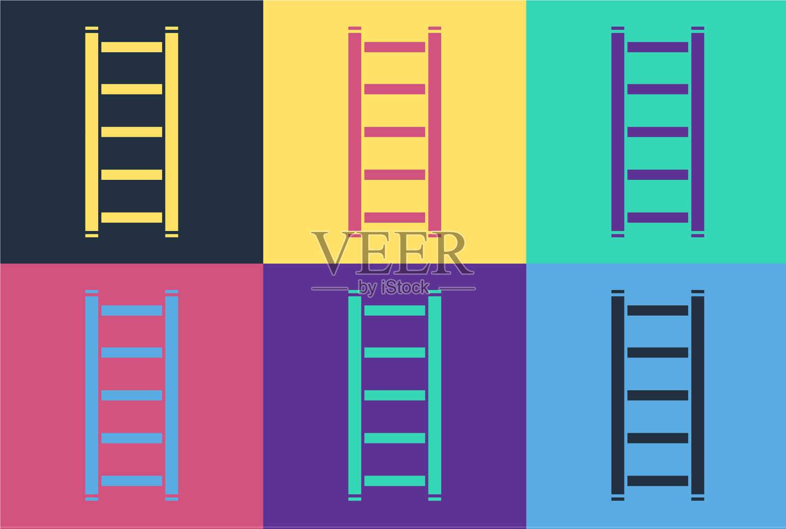 波普艺术消防逃生图标孤立的颜色插画图片素材