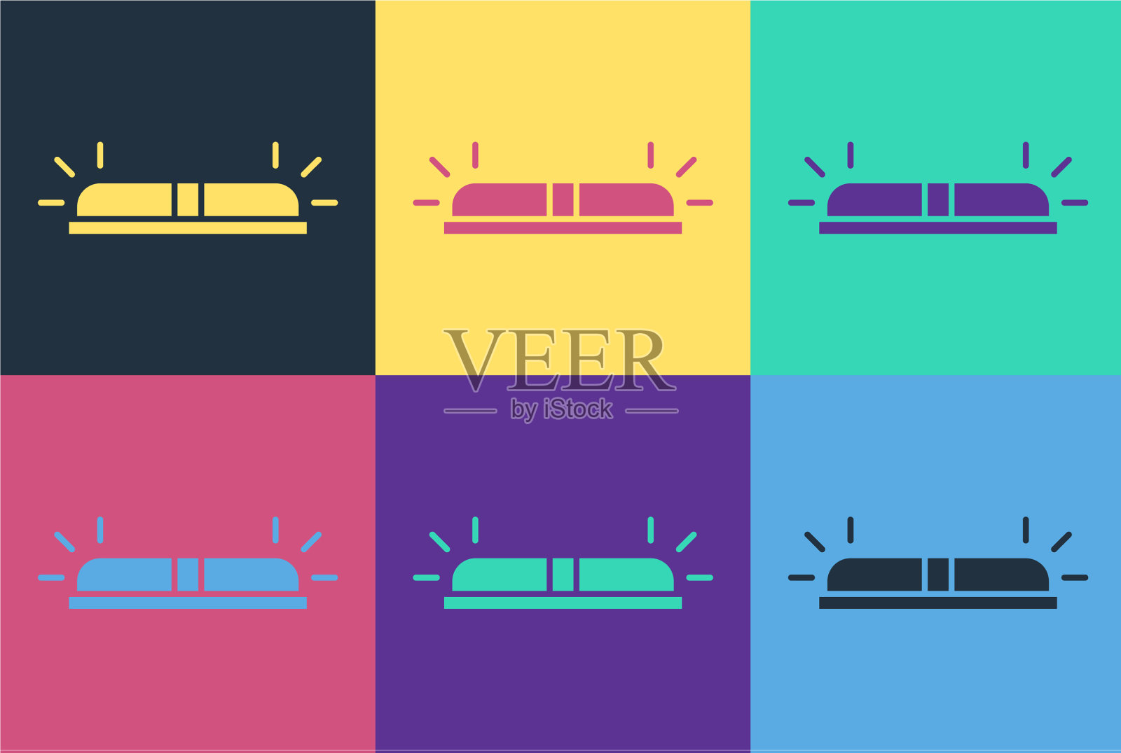 波普艺术闪光警报器图标孤立的颜色图标素材