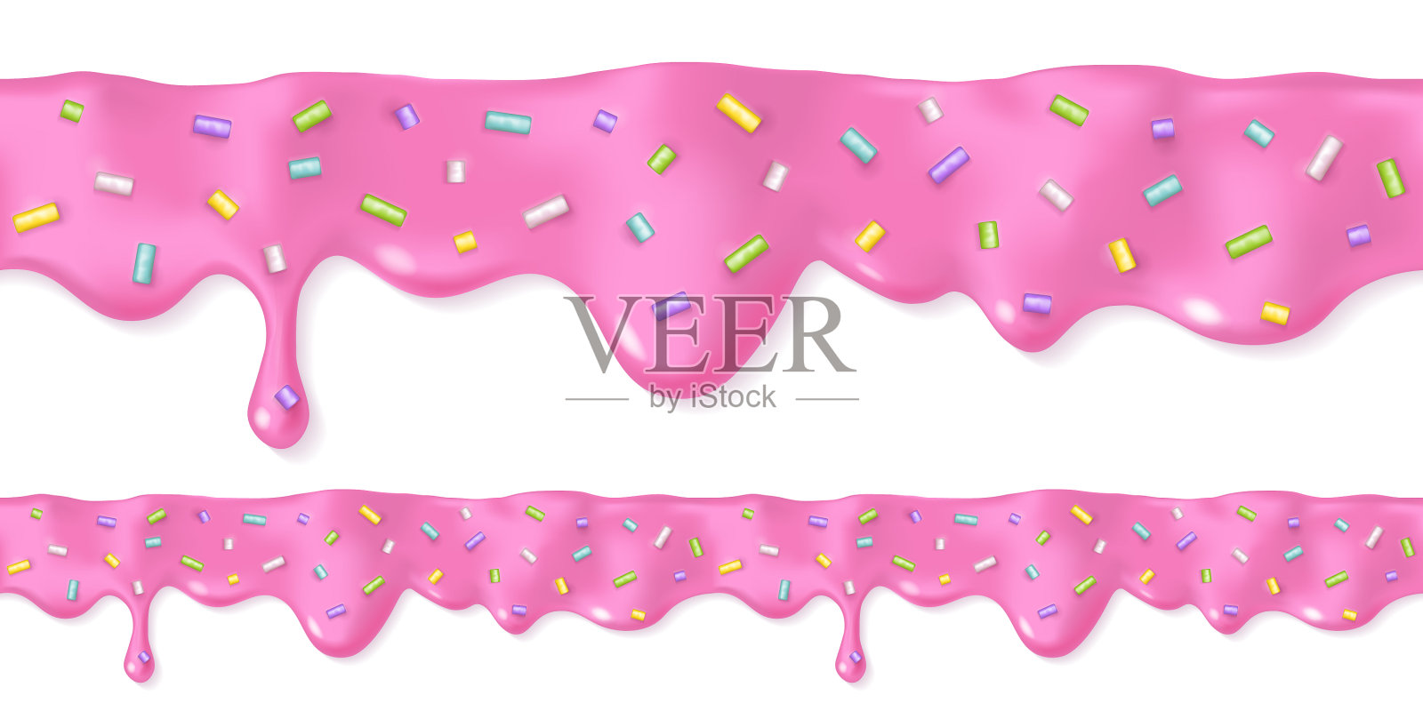 无缝滴融化的粉色糖霜插画图片素材