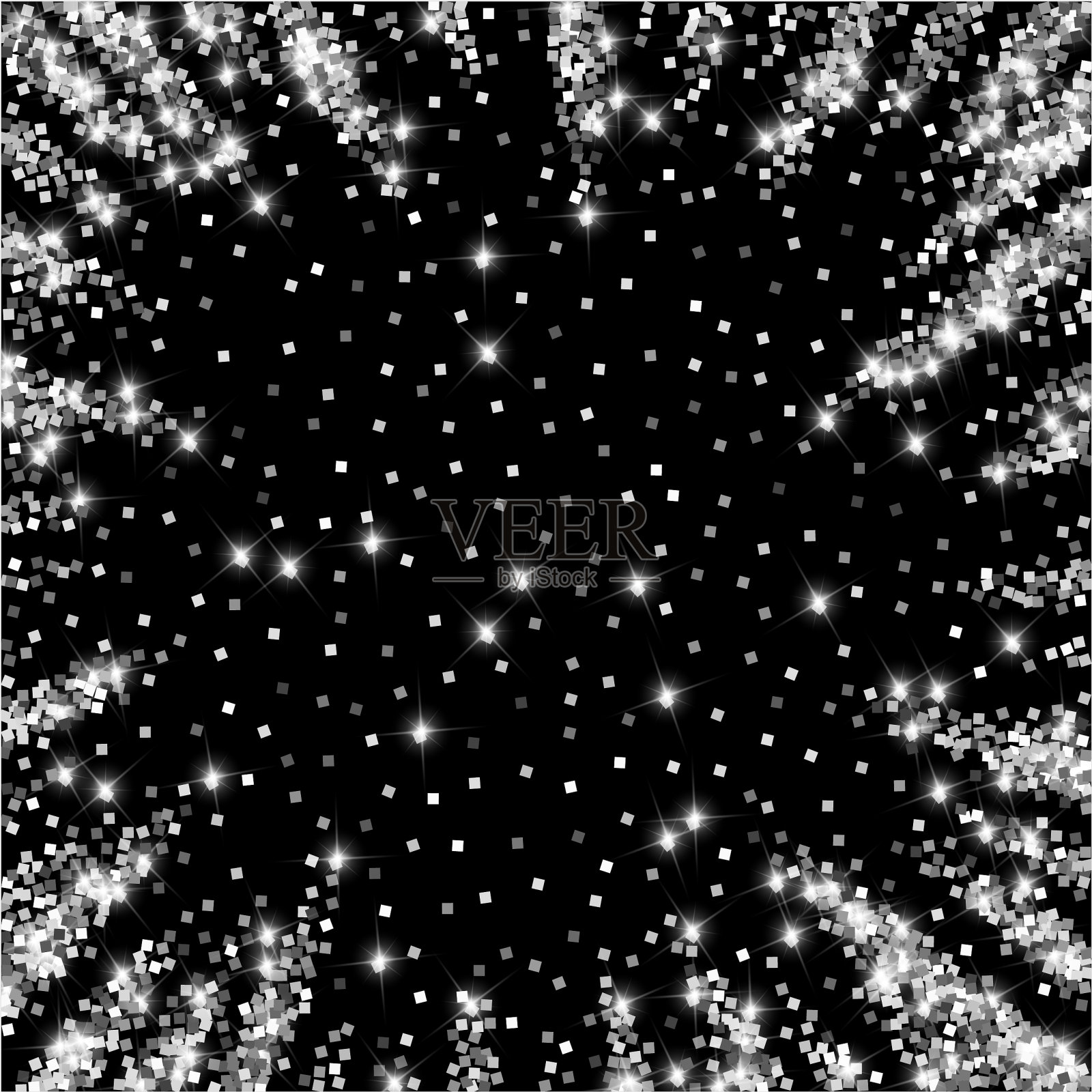 闪闪发光的银光豪华闪闪的五彩纸屑散落插画图片素材