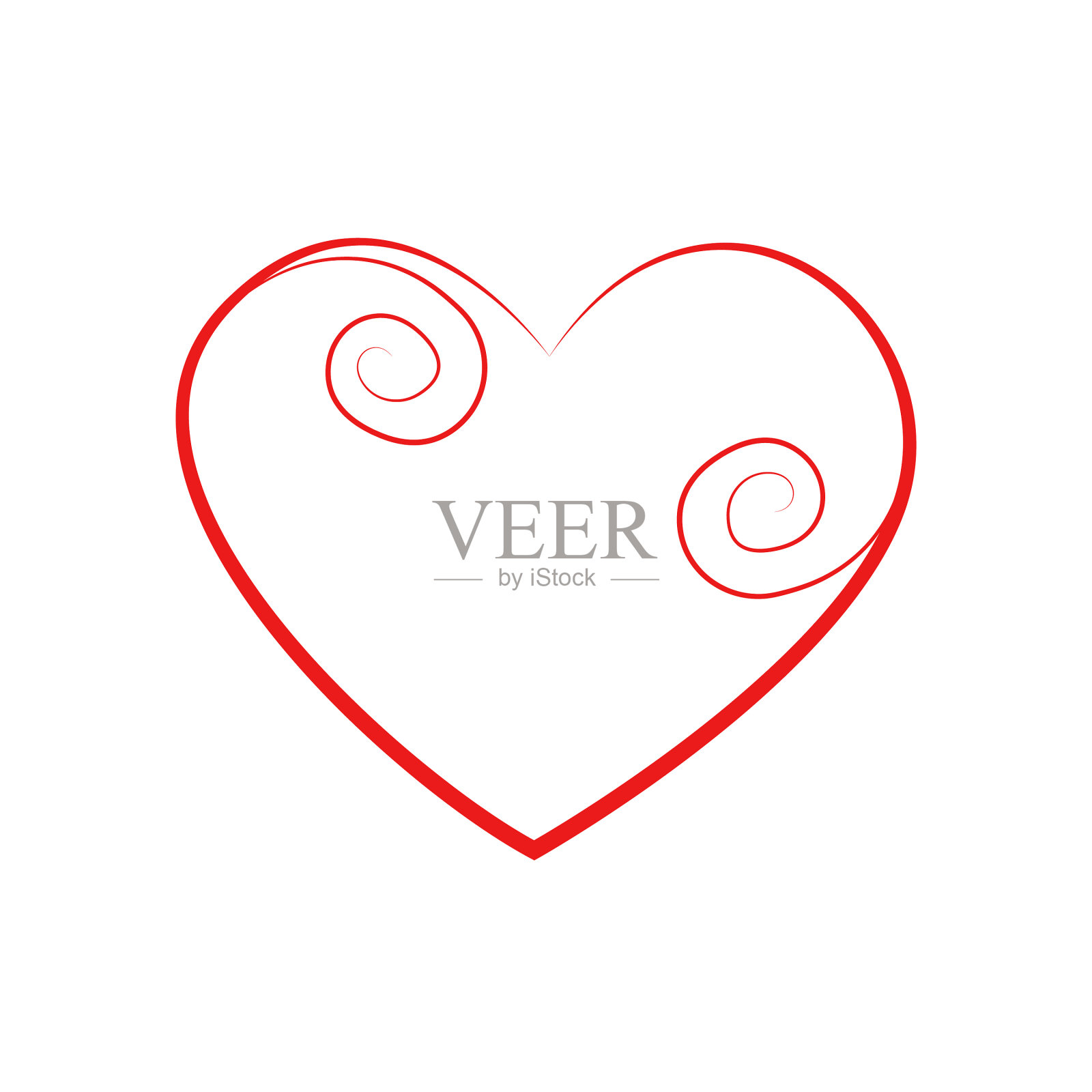 心的轮廓手画心图标为您插画图片素材