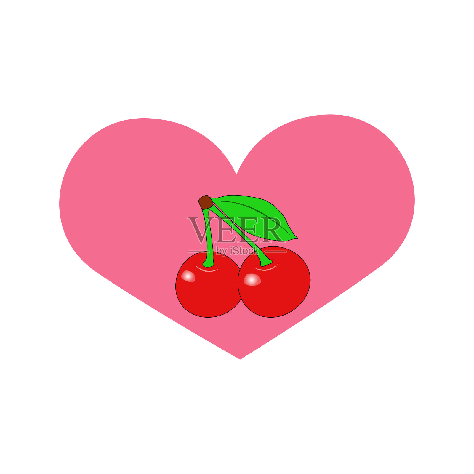 心与樱桃画心的图标为您插画图片素材