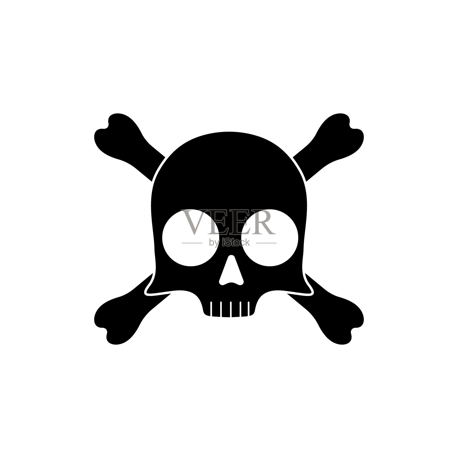 骷髅和交叉骨头图标孤立插画图片素材