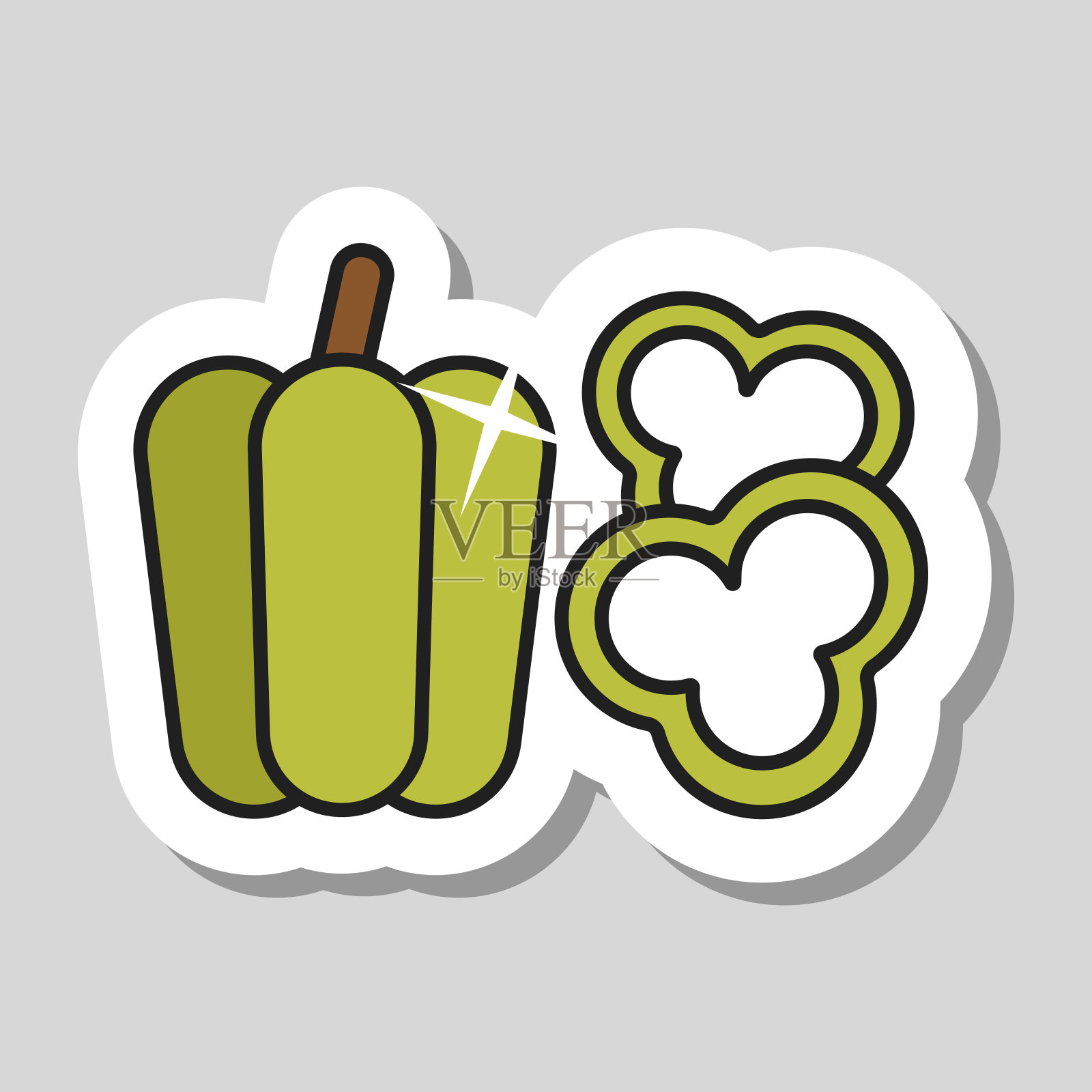 新鲜辣椒切片图标。蔬菜的象征插画图片素材