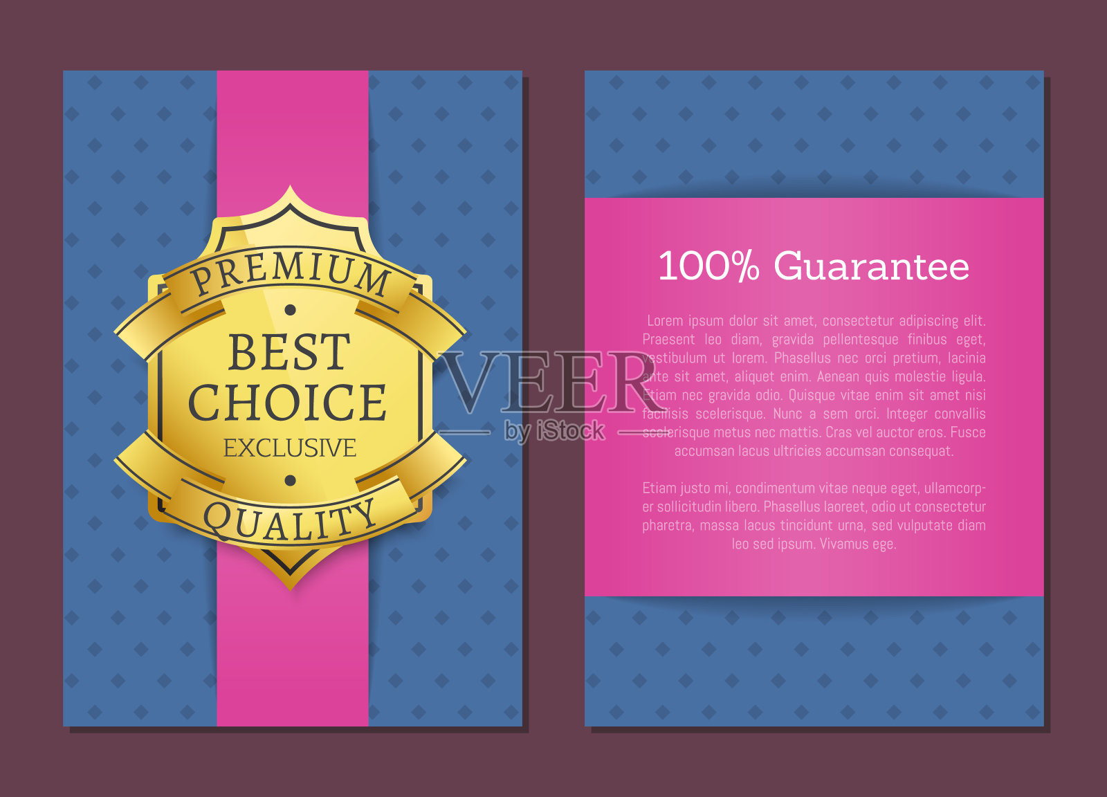 优质产品的黄金标签和旗帜设计模板素材