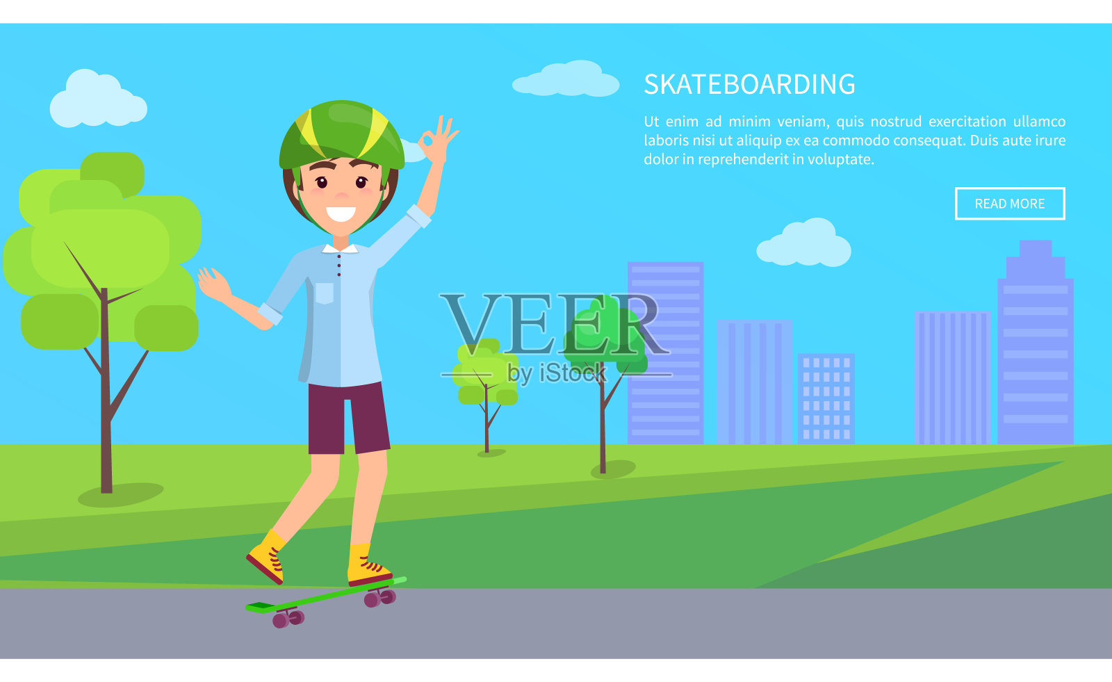 滑板网页文本矢量插图插画图片素材