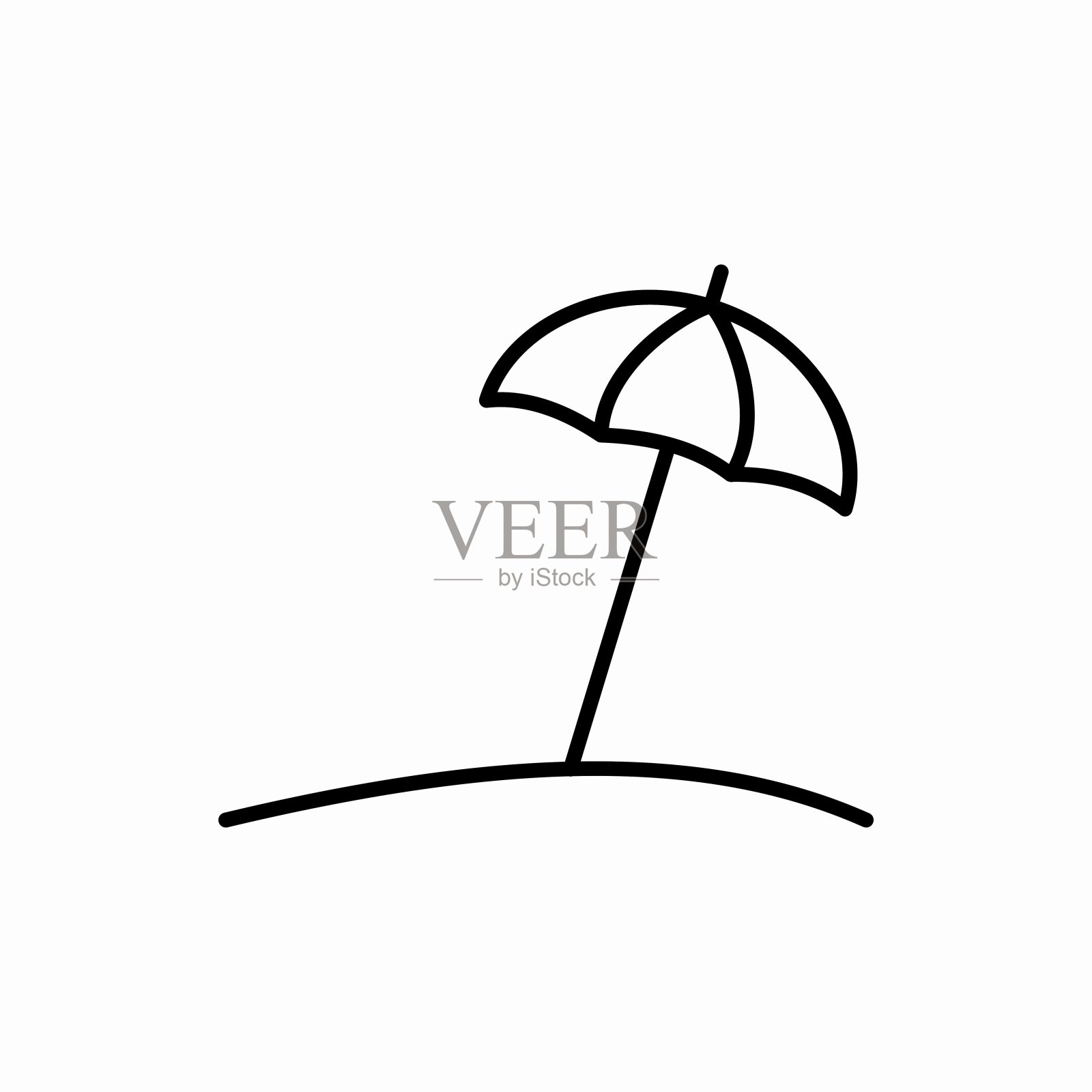 大纲海滩图标。海滩矢量插图。网络和移动的符号插画图片素材