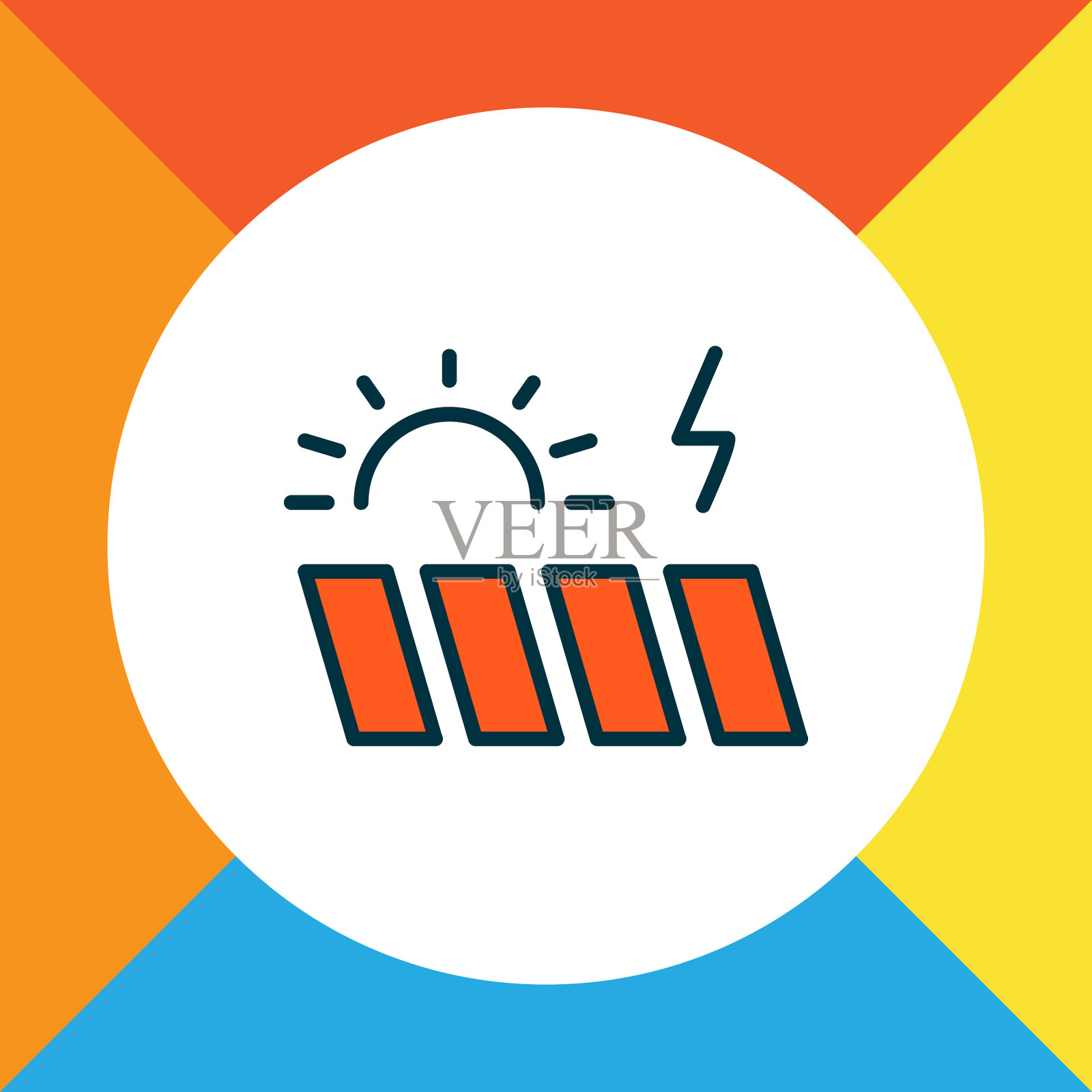 太阳能电源图标彩色线符号图标素材