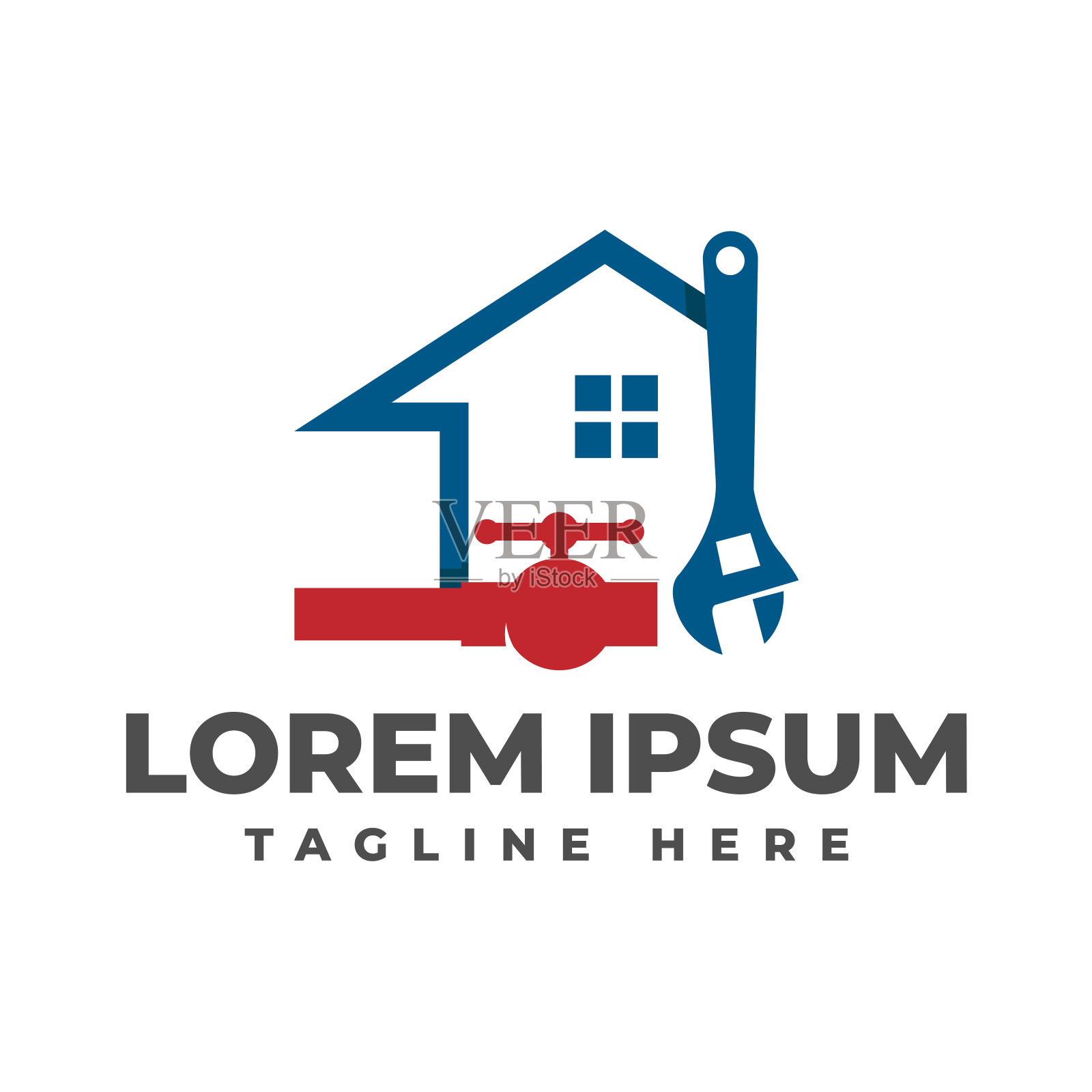 家用水管维修与水龙头和扳手矢量图标插图插画图片素材