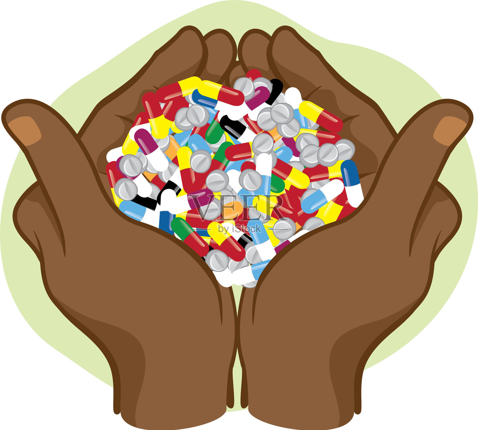 手里拿着许多药设计元素图片