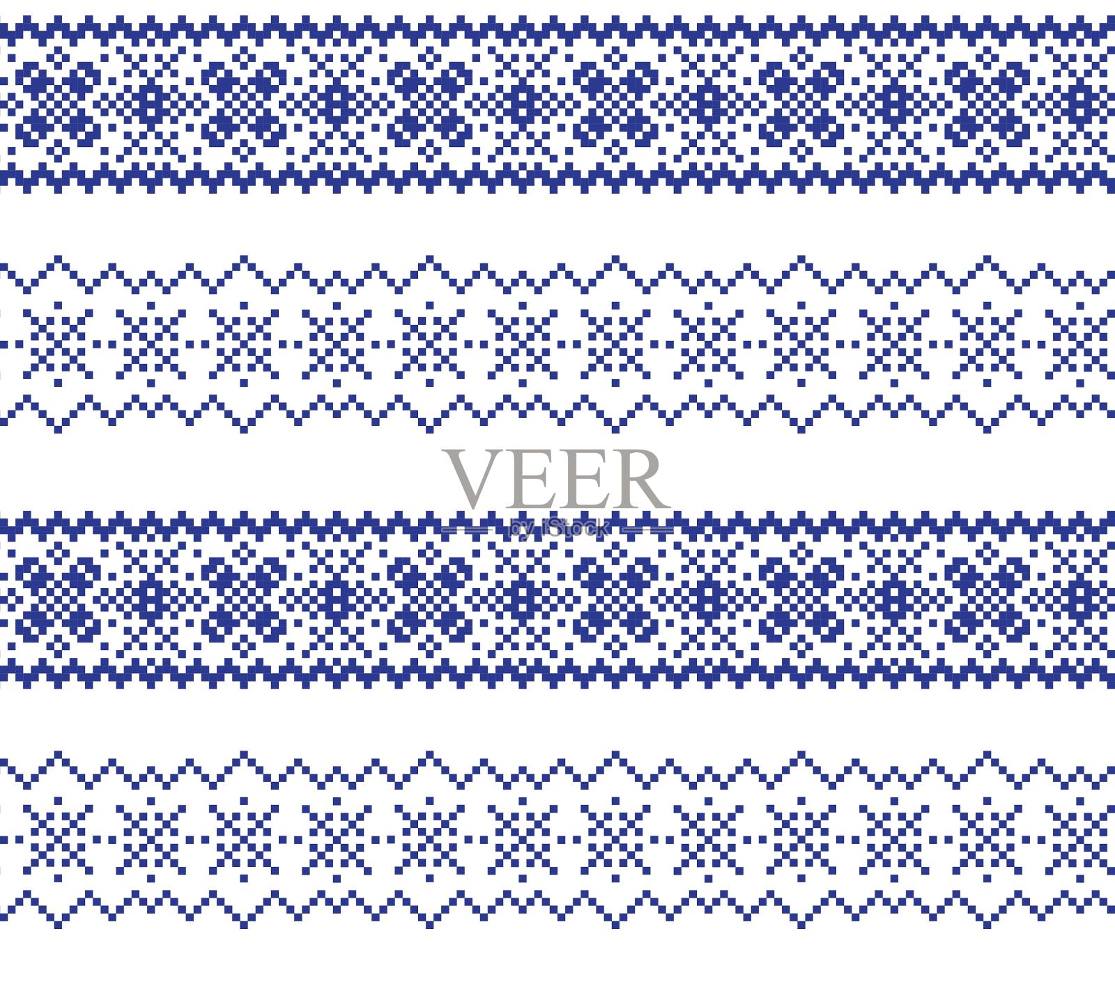 蓝色圣诞集市岛无缝图案背景插画图片素材